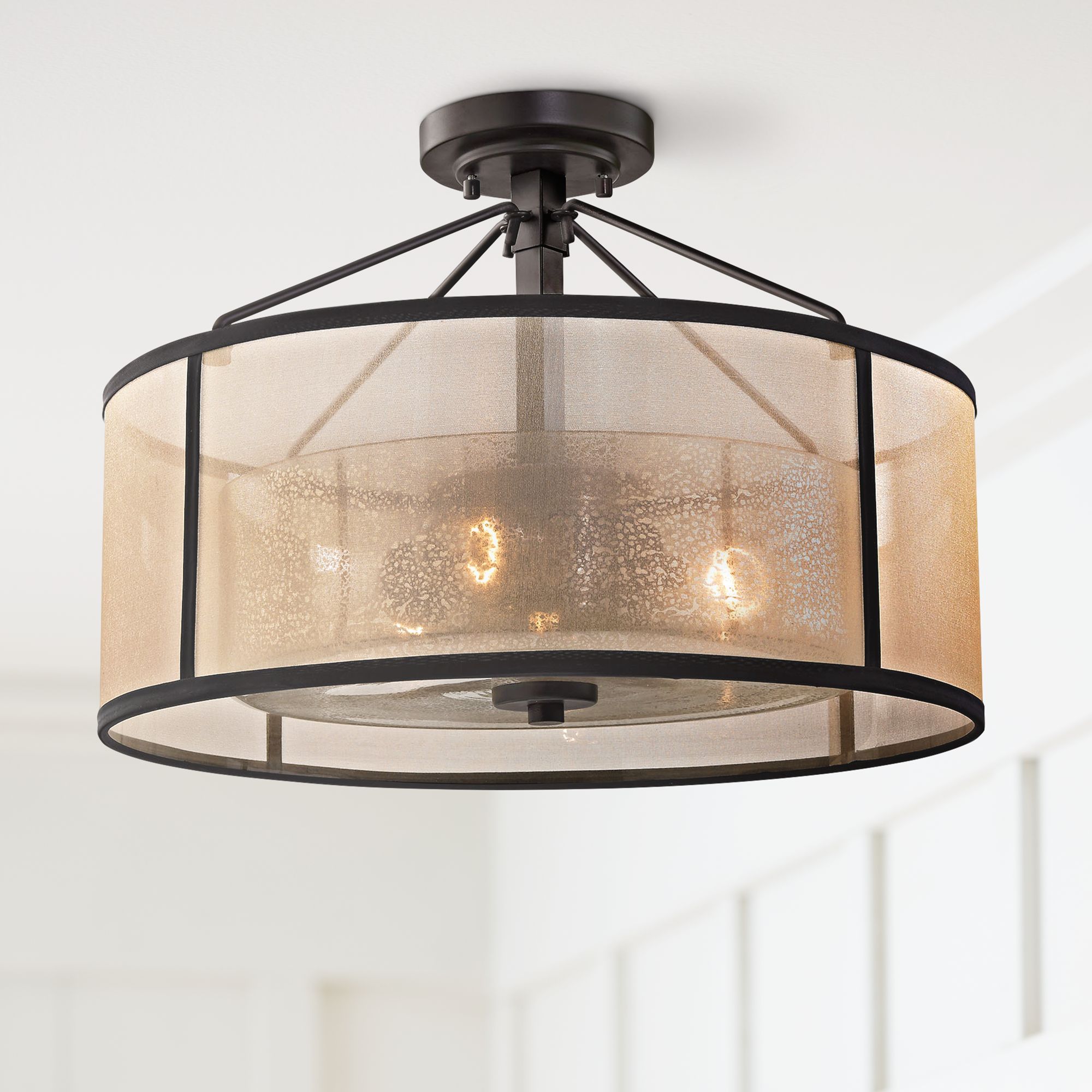 Diffusion 18" Wide Oil Rubbed Bronze 3-Light Ceiling Light