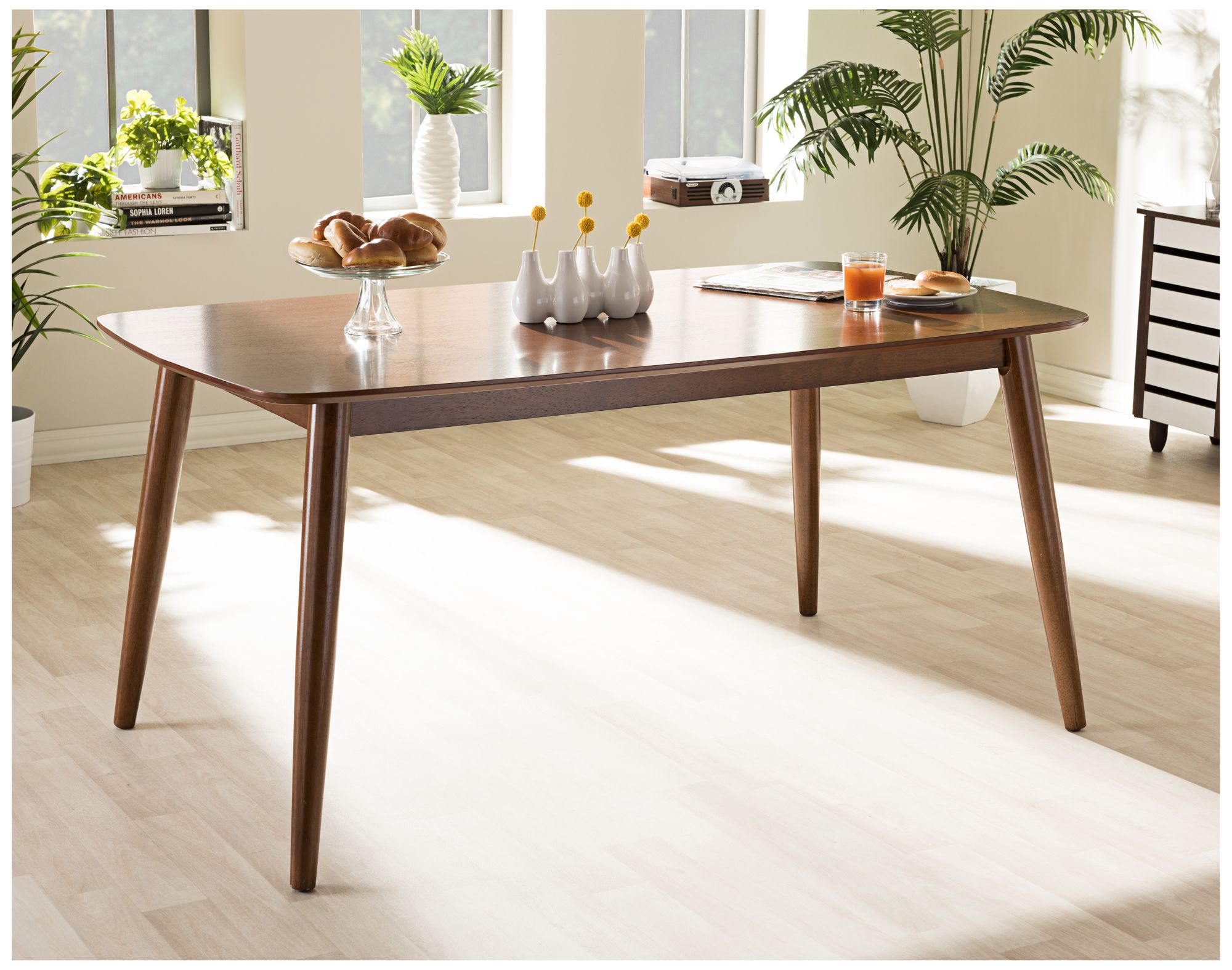 Flora 62 1/2" Wide Oak Finish Modern Dining Table