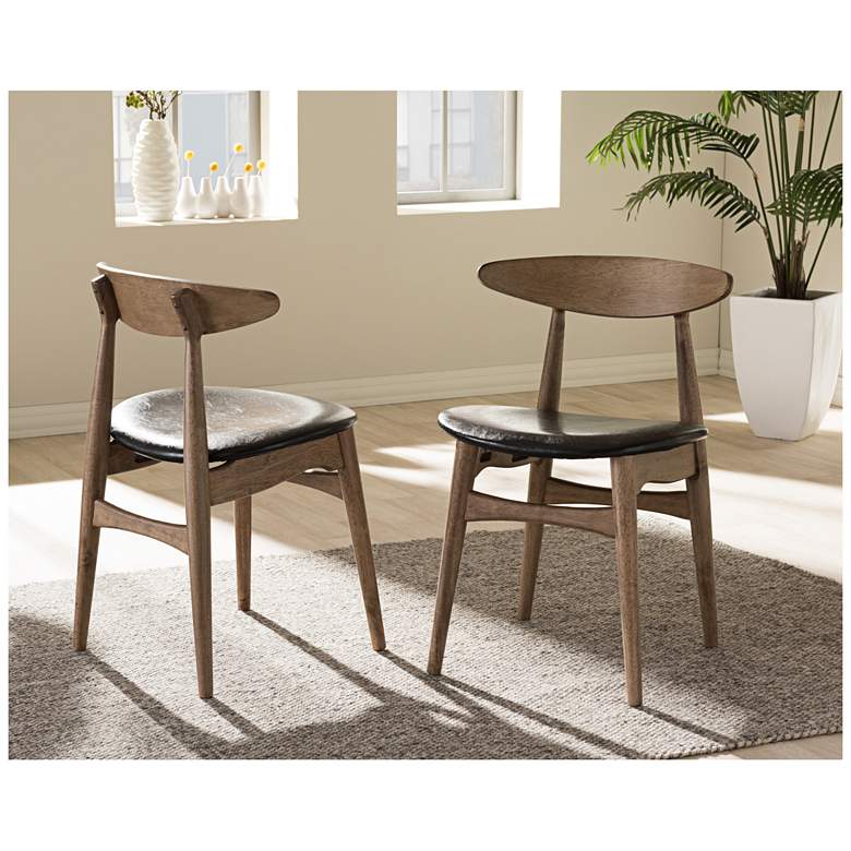 Baxton Studio Edna Black and Oak Wood Dining Chair Set of 2