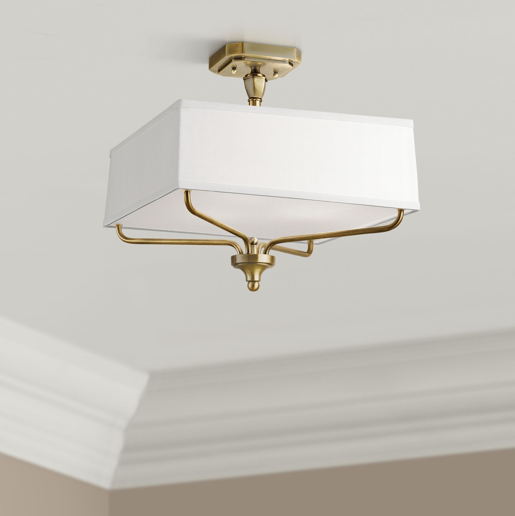 Kichler Arlo 15" Wide Natural Brass Square Ceiling Light