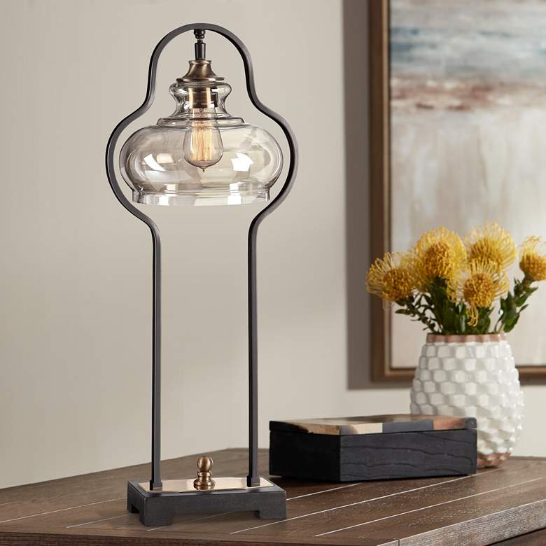 Uttermost Cotulla Aged Black Iron Buffet Table Lamp - #9Y524 | Lamps Plus
