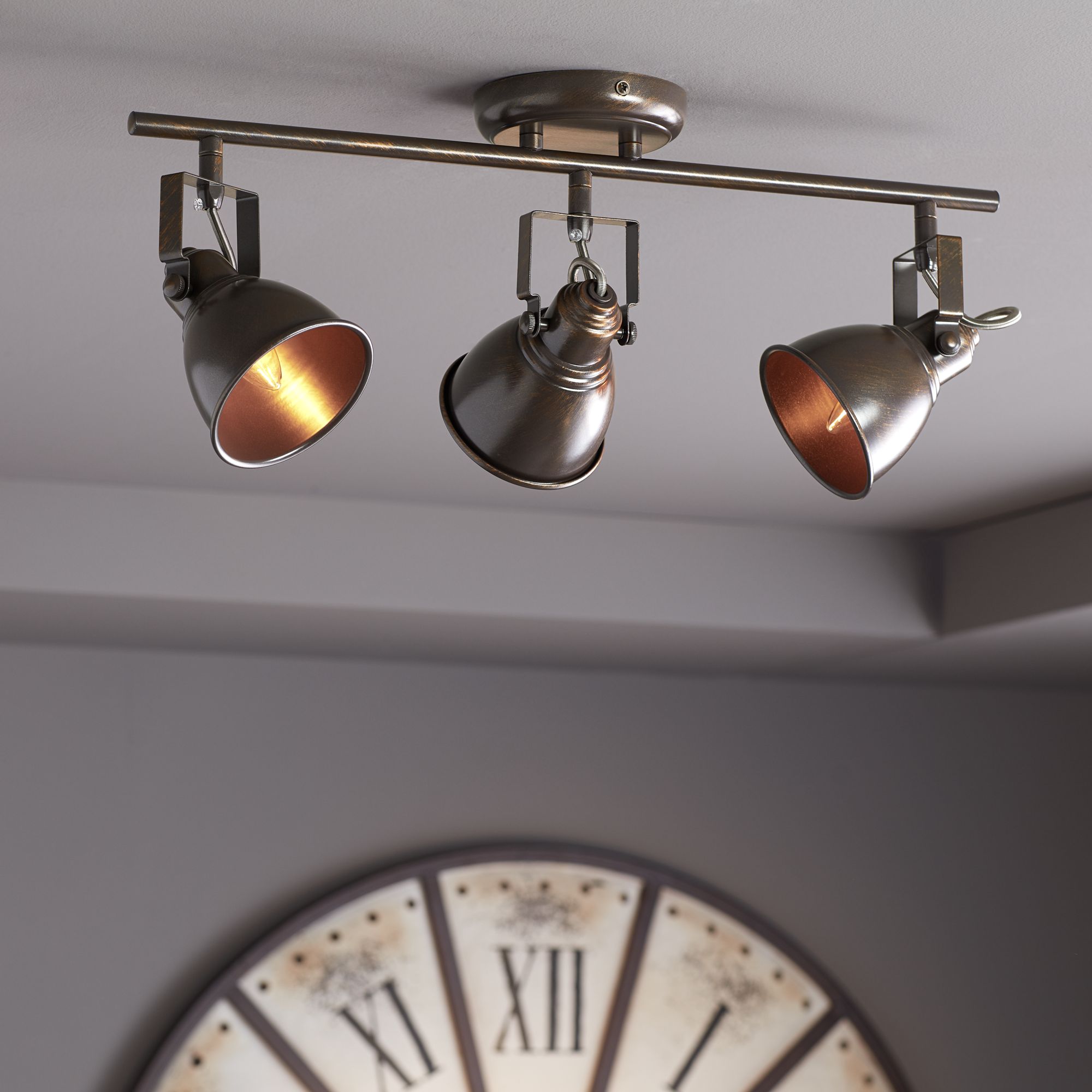rustic track lighting for kitchen