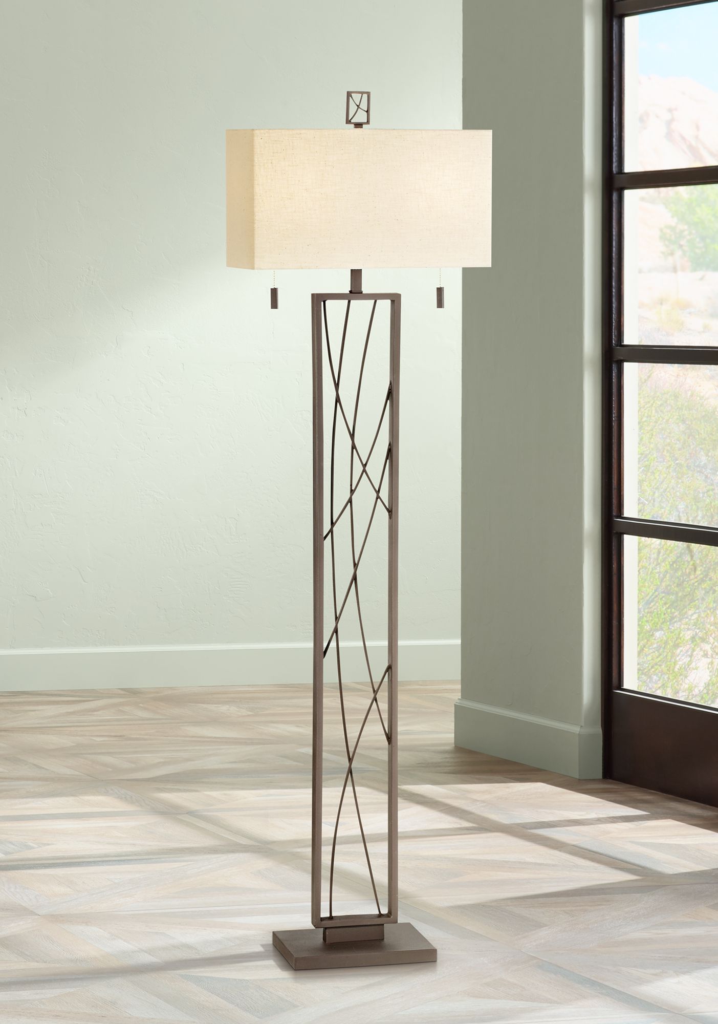 Crossroads Dark Rust Contemporary Floor Lamp