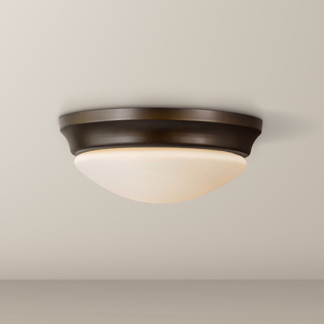 Barrington 10" Wide Bronze Flushmount Button Ceiling Fixture