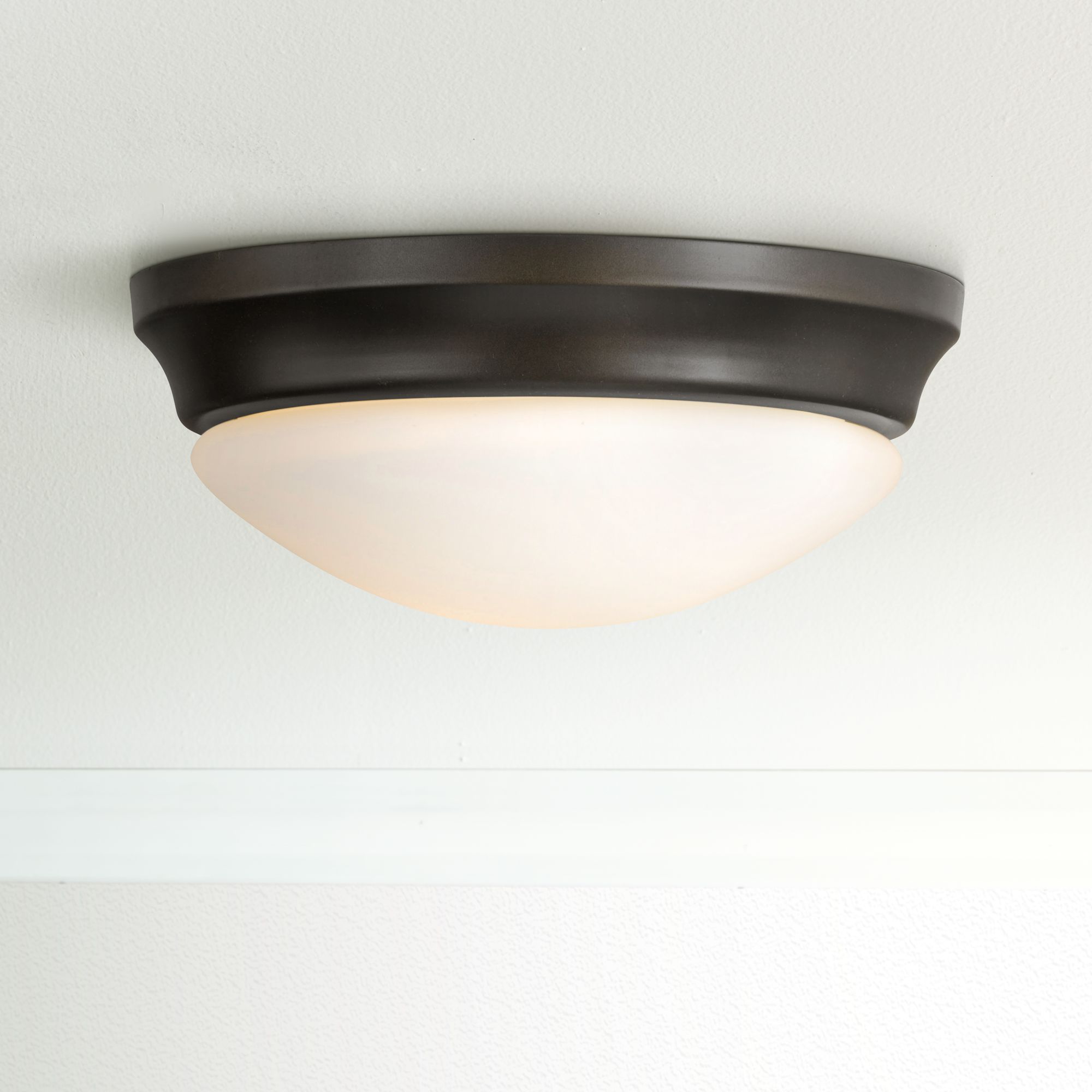 Feiss Barrington 16 1/2â€ Bronze Flushmount Ceiling Fixture