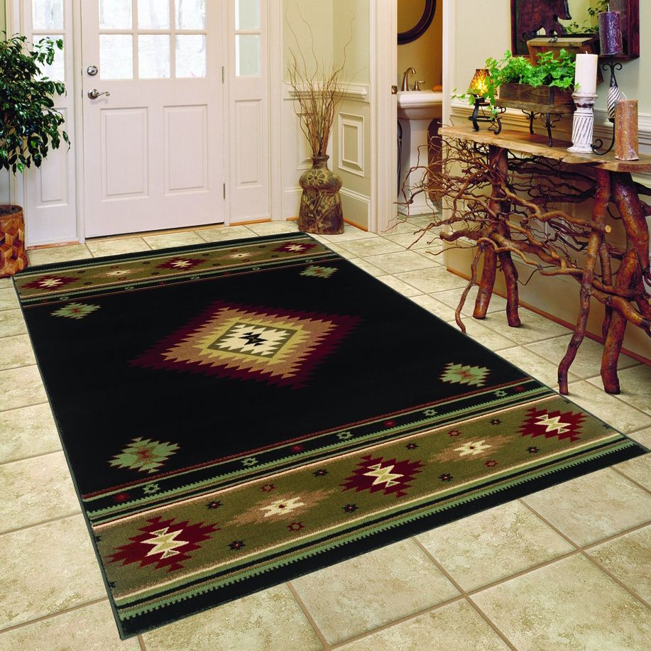 Southwest Dark Area Rug – Soft, Durable, Modern Boho Design