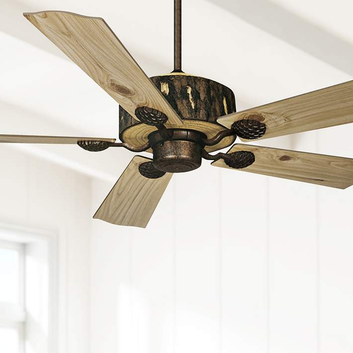 52 Vaxcel Log Cabin Weathered Patina Finish Ceiling Fan