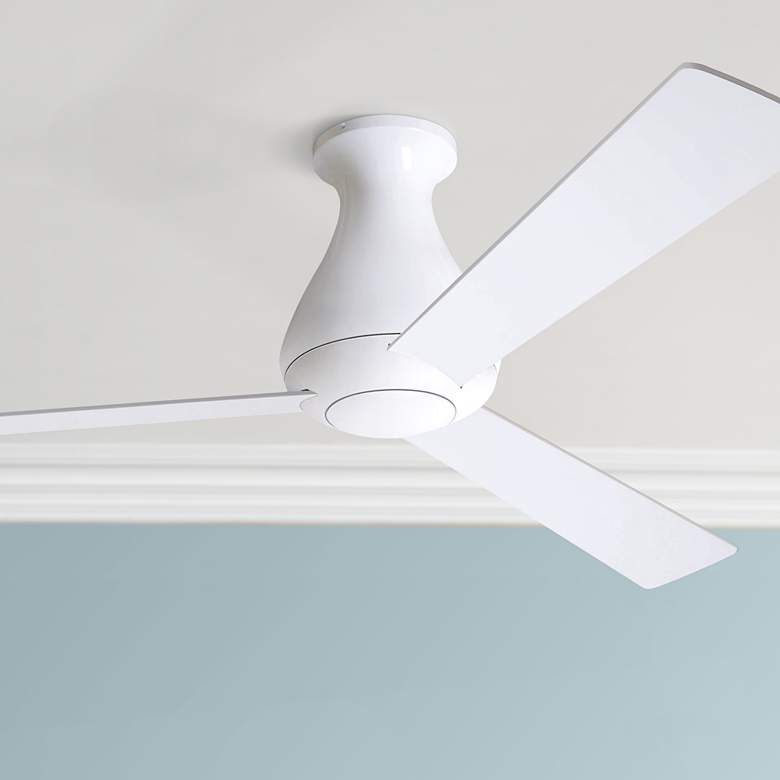 52&quot; Modern Fan Altus Gloss White Flush Mount Ceiling Fan