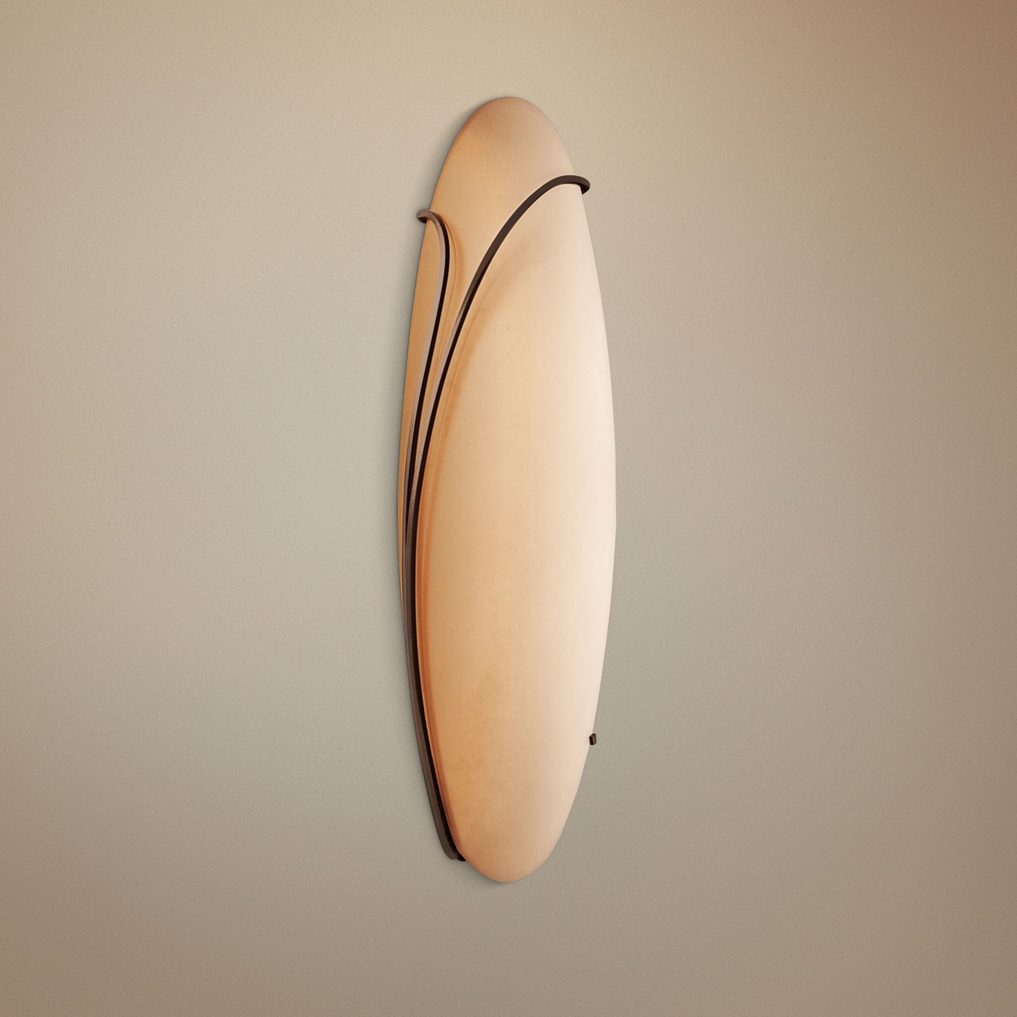 Oval Reed Left Stone Glass 20" High Wall Sconce