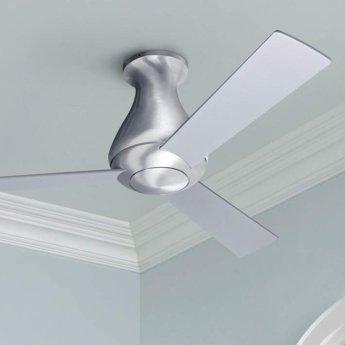 42 Modern Fan Altus Aluminum Finish, Modern Flush Mount Ceiling Fan With Light