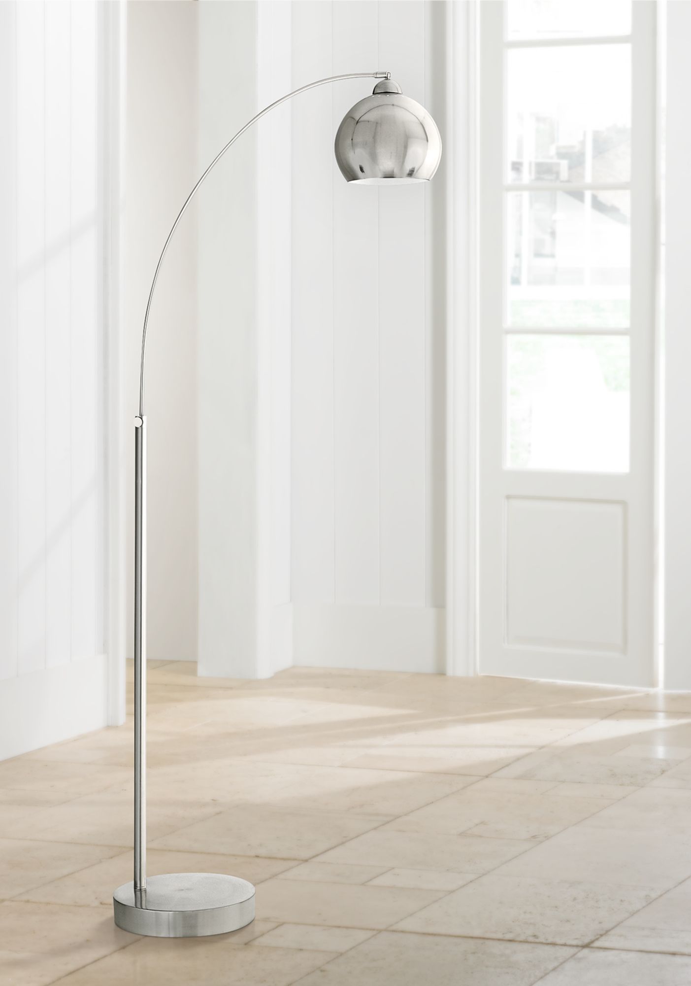 Arc Lamp Brushed Steel Metal Shade Floor