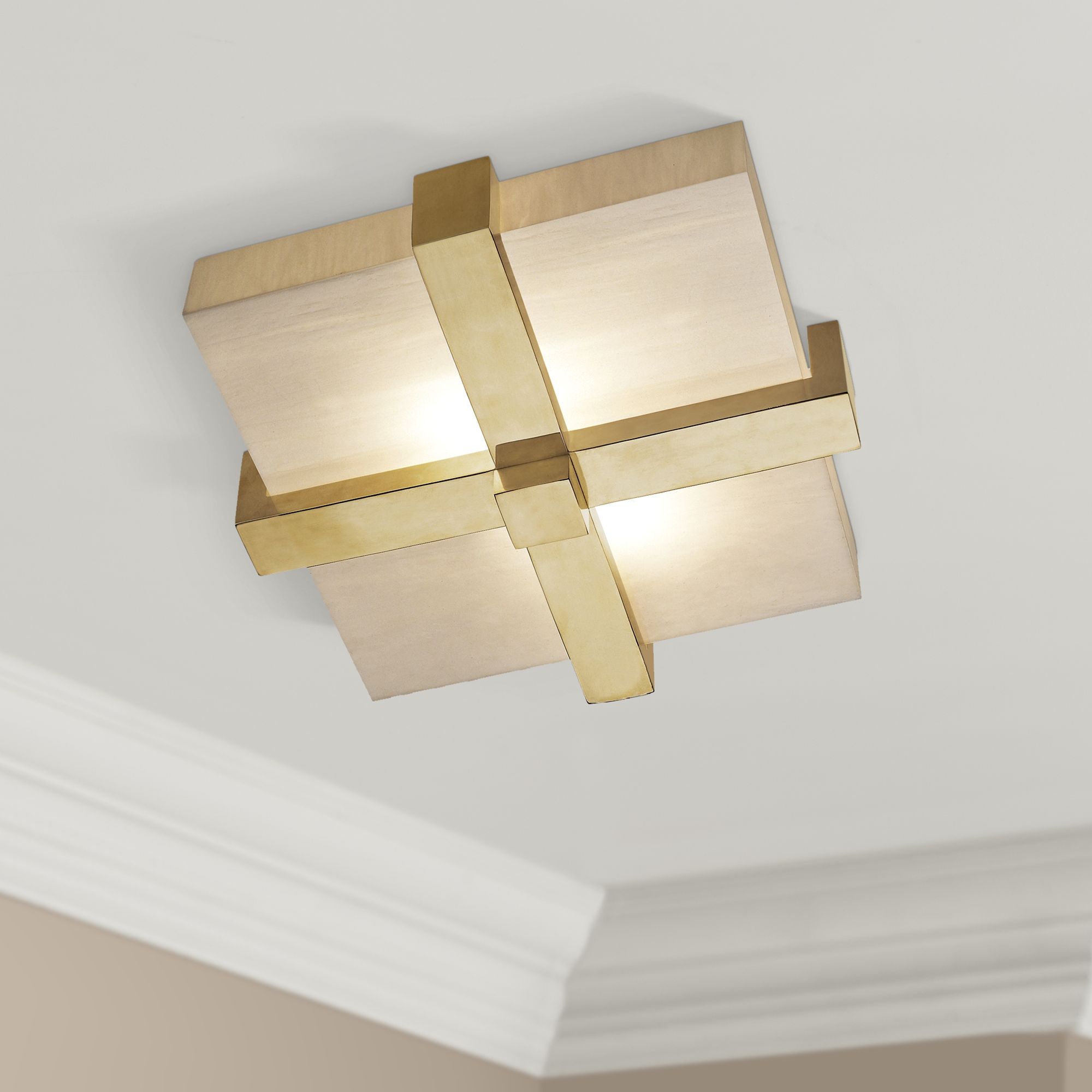 Robert Abbey Doughnut Cross Brass 16" Wide Ceiling Light