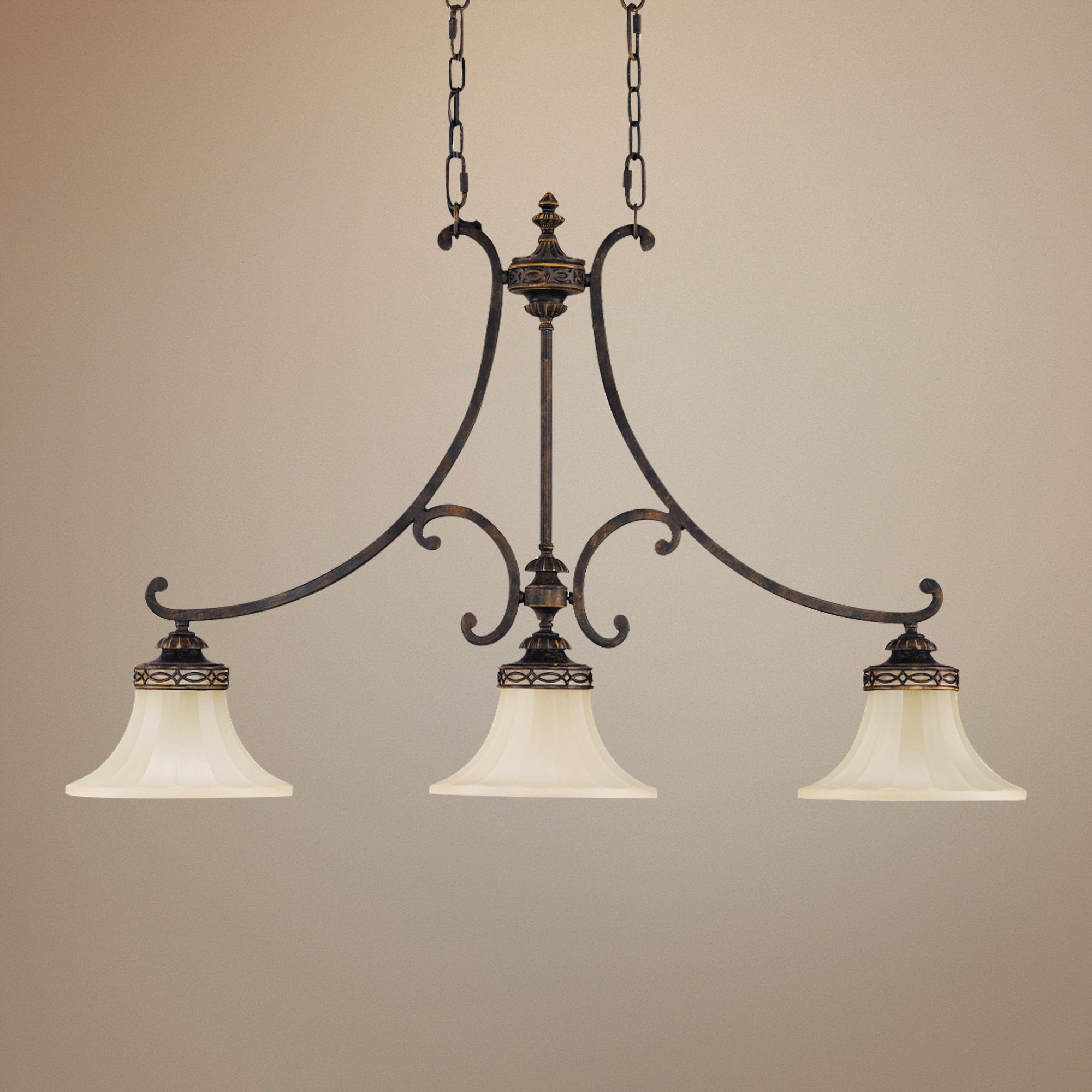 Drawing Room 38" Wide Walnut Kitchen Island Light Chandelier