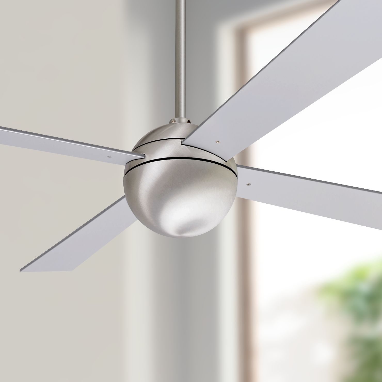 52" Modern Fan Aluminum Finish Ball Damp Ceiling