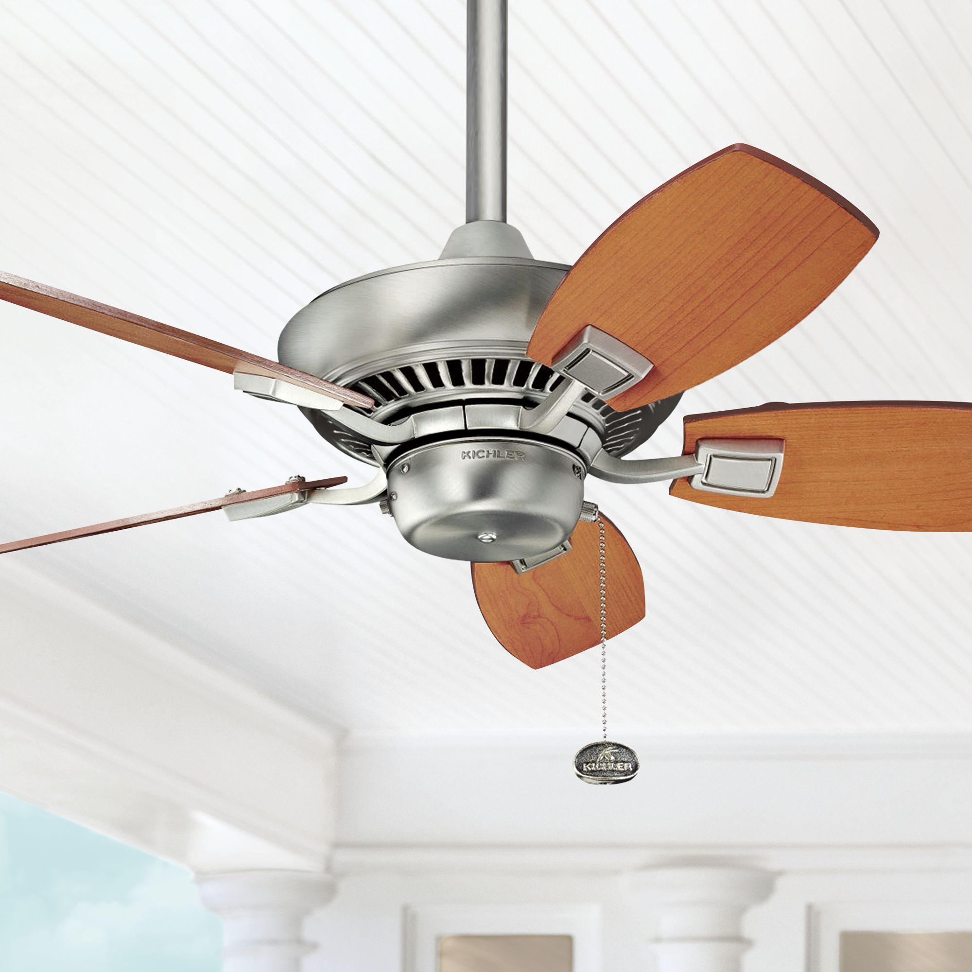 30" Kichler Canfield Brushed Nick Indoor Outdoor Ceiling Fan K9886