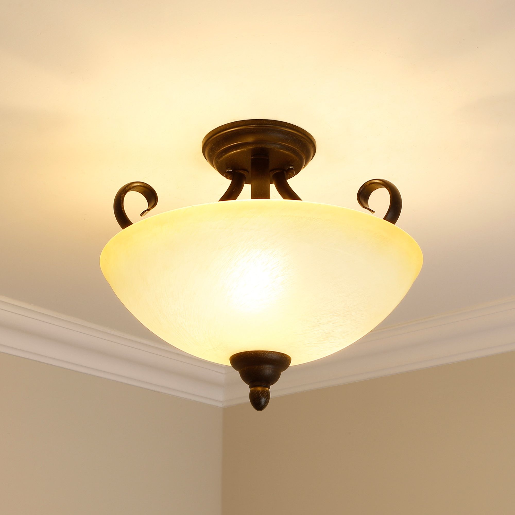 Riverton 14 1/2" Wide Peppercorn Convertible Ceiling Light