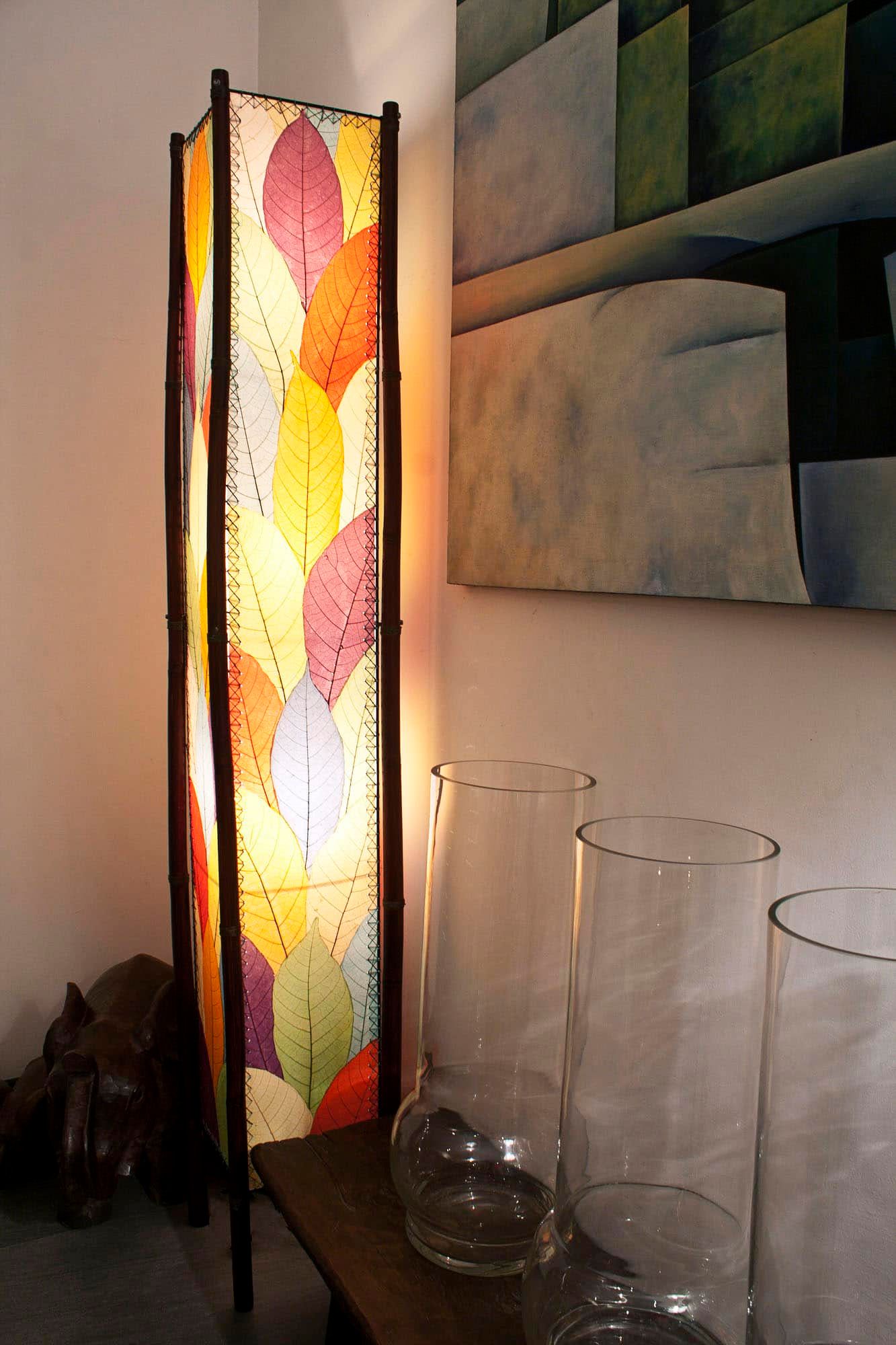 Eangee Fortune Tower Multicolor Cocoa Leaves 72" Floor Lamp