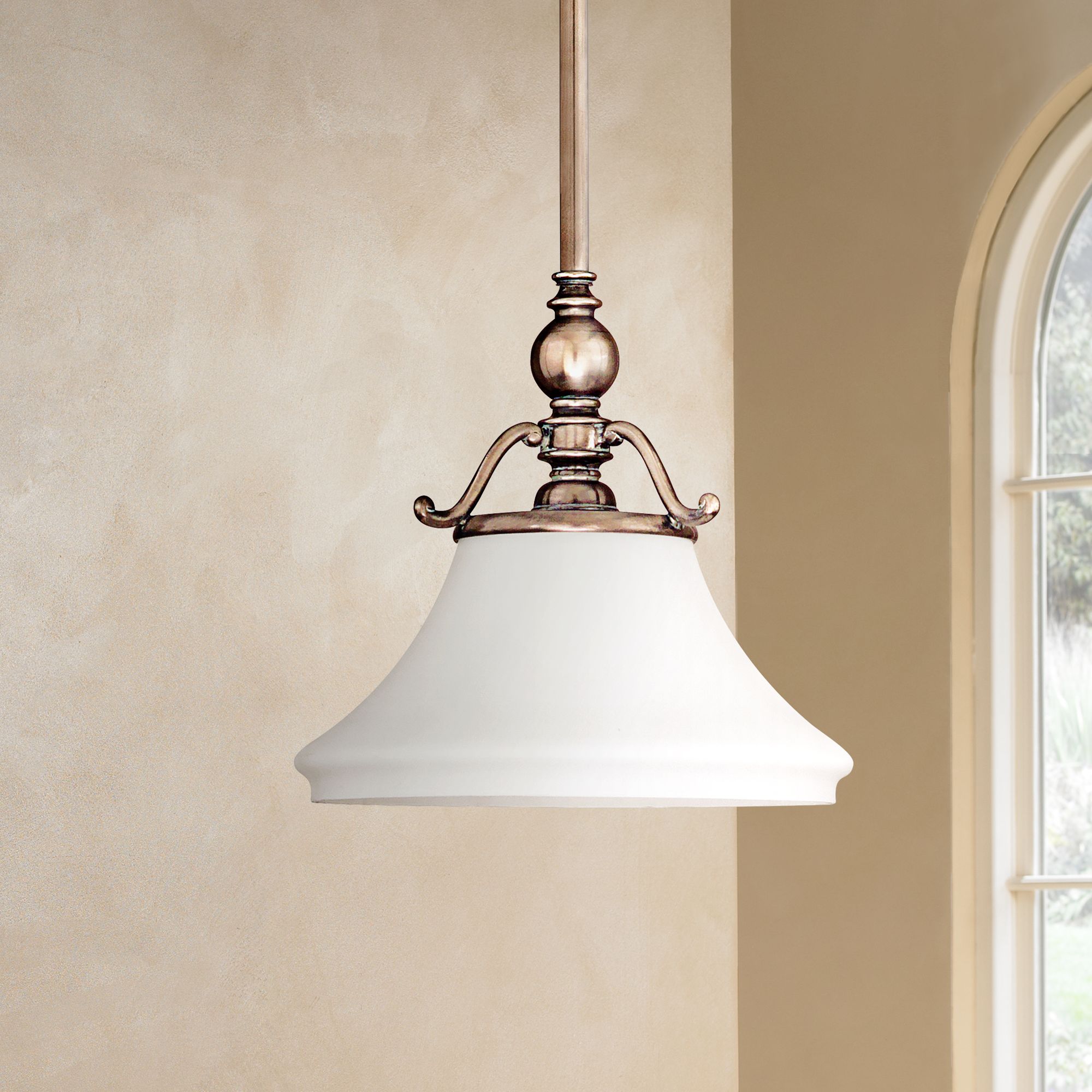 Hudson Valley Orchard Park 12 3/4"W Historic Nickel Pendant