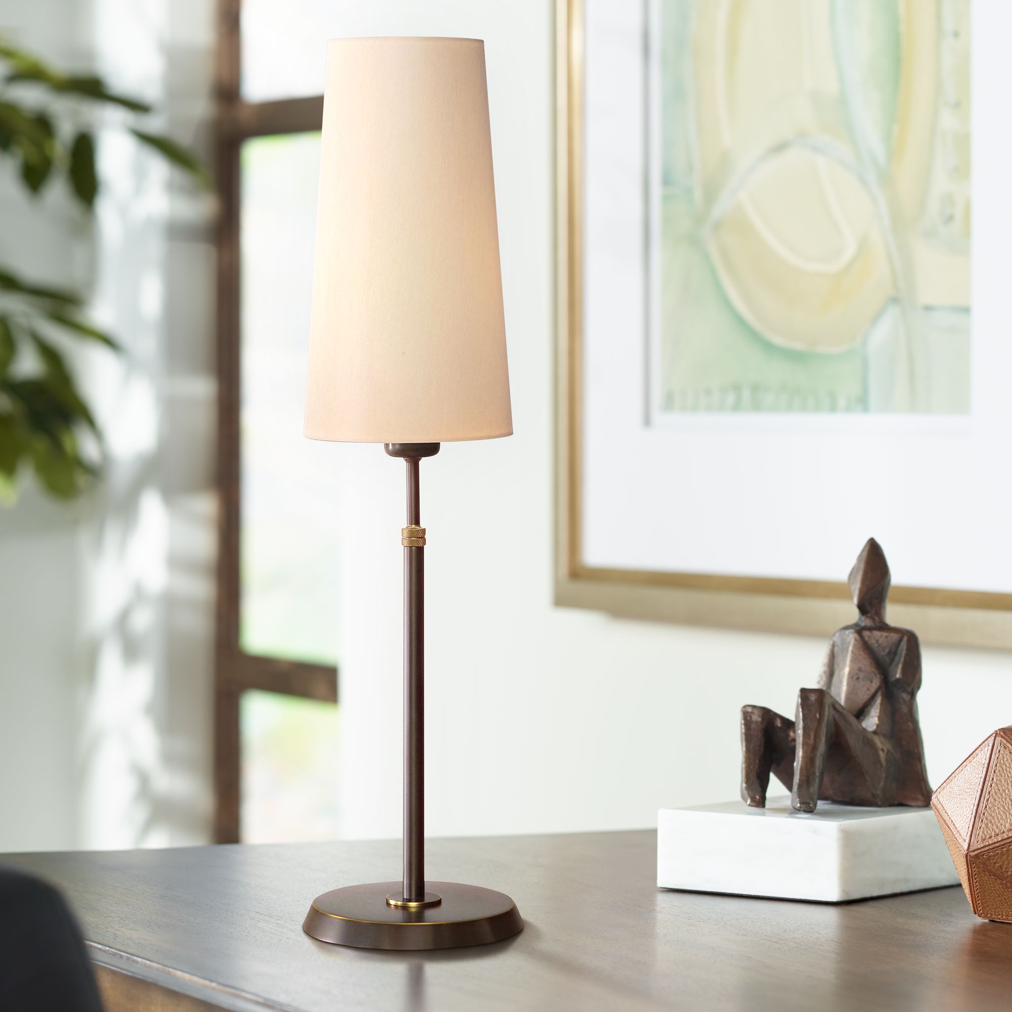 Holtkoetter Olde Bronze Lamp with Slim Kupfer Shade