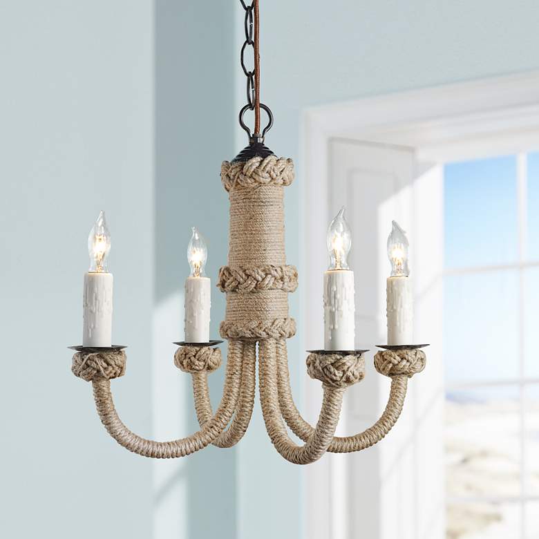 Jamie Young Udaipur Woven Jute 4-Light Chandelier