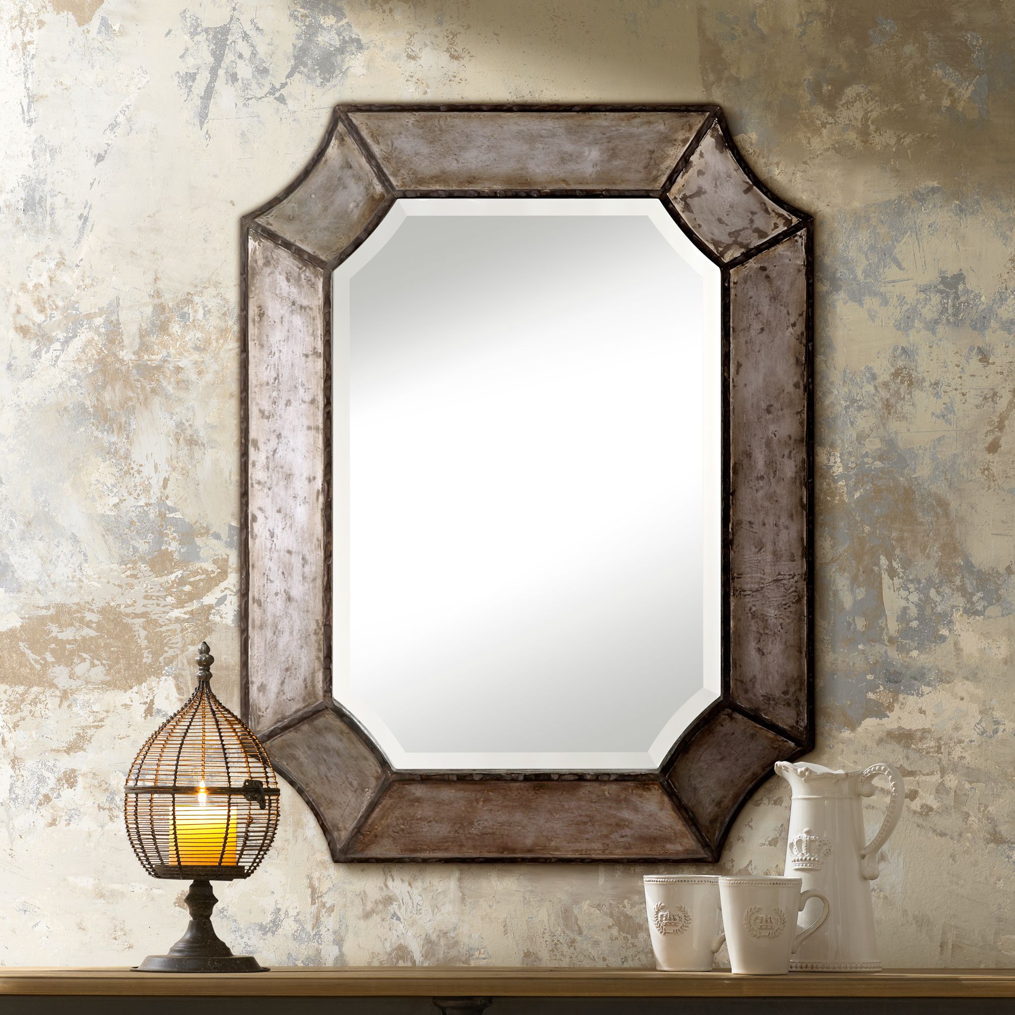 Elliot 32" x 24" Antique Aluminum Wall Mirror