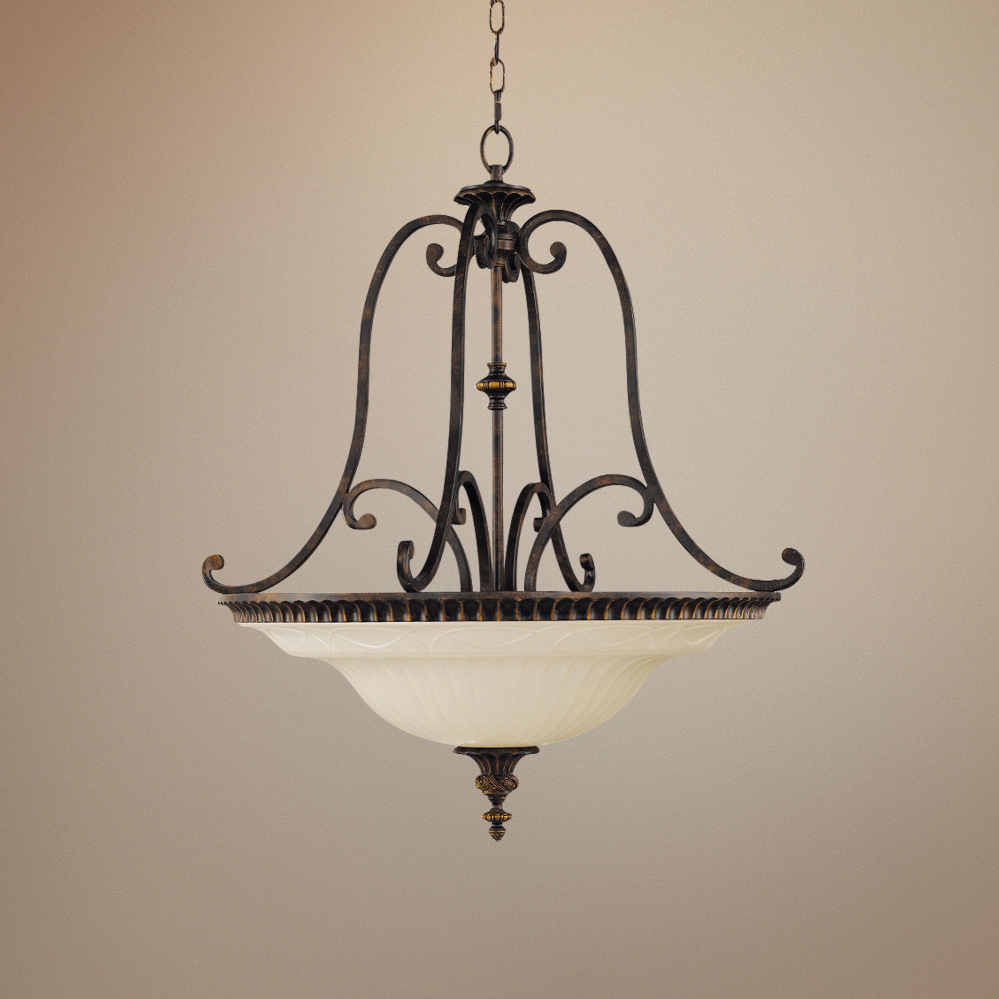 Feiss Drawing Room 27" Wide Walnut 4-Light Bowl Chandelier