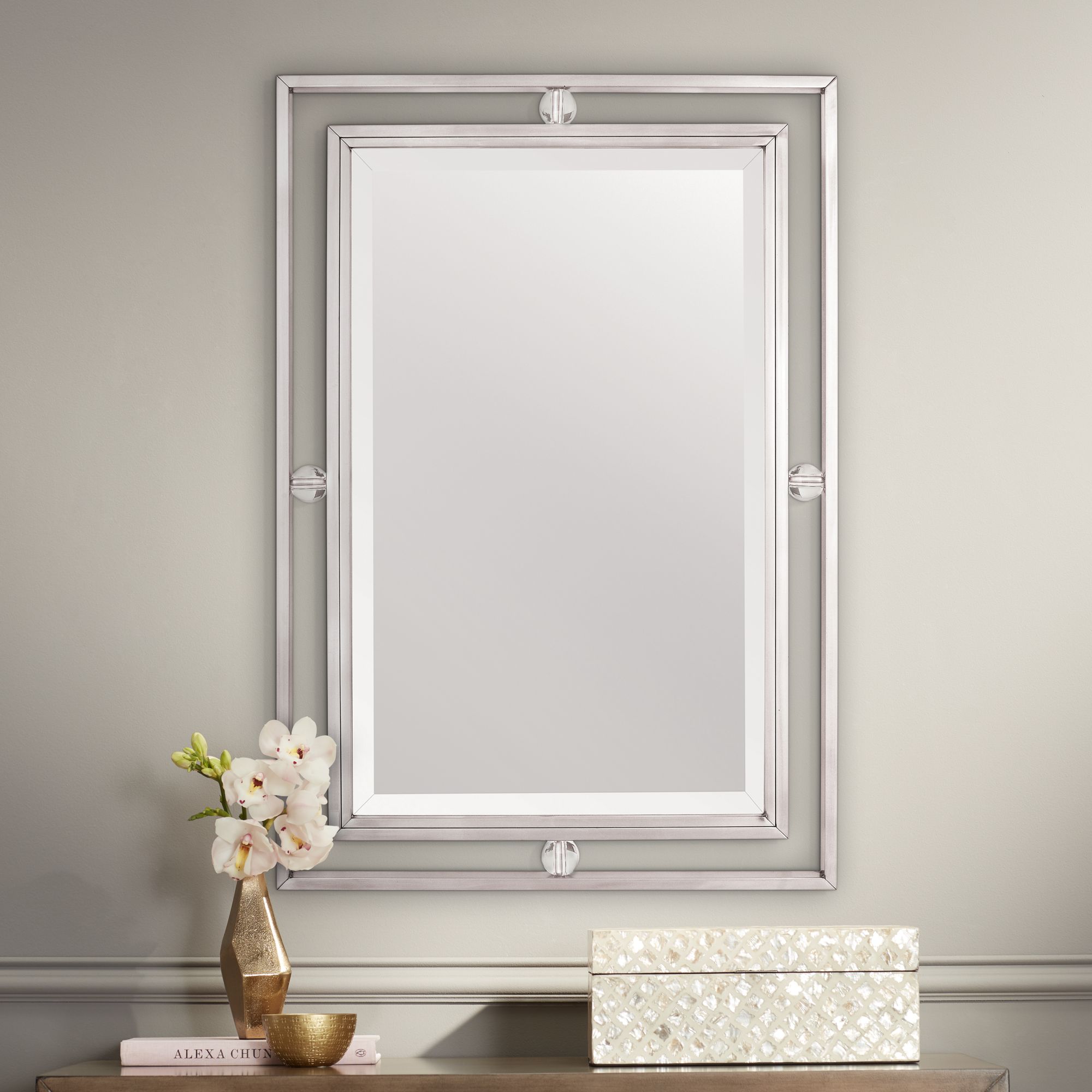 Quoizel Downtown Nickel 22" x 32" Wall Mirror