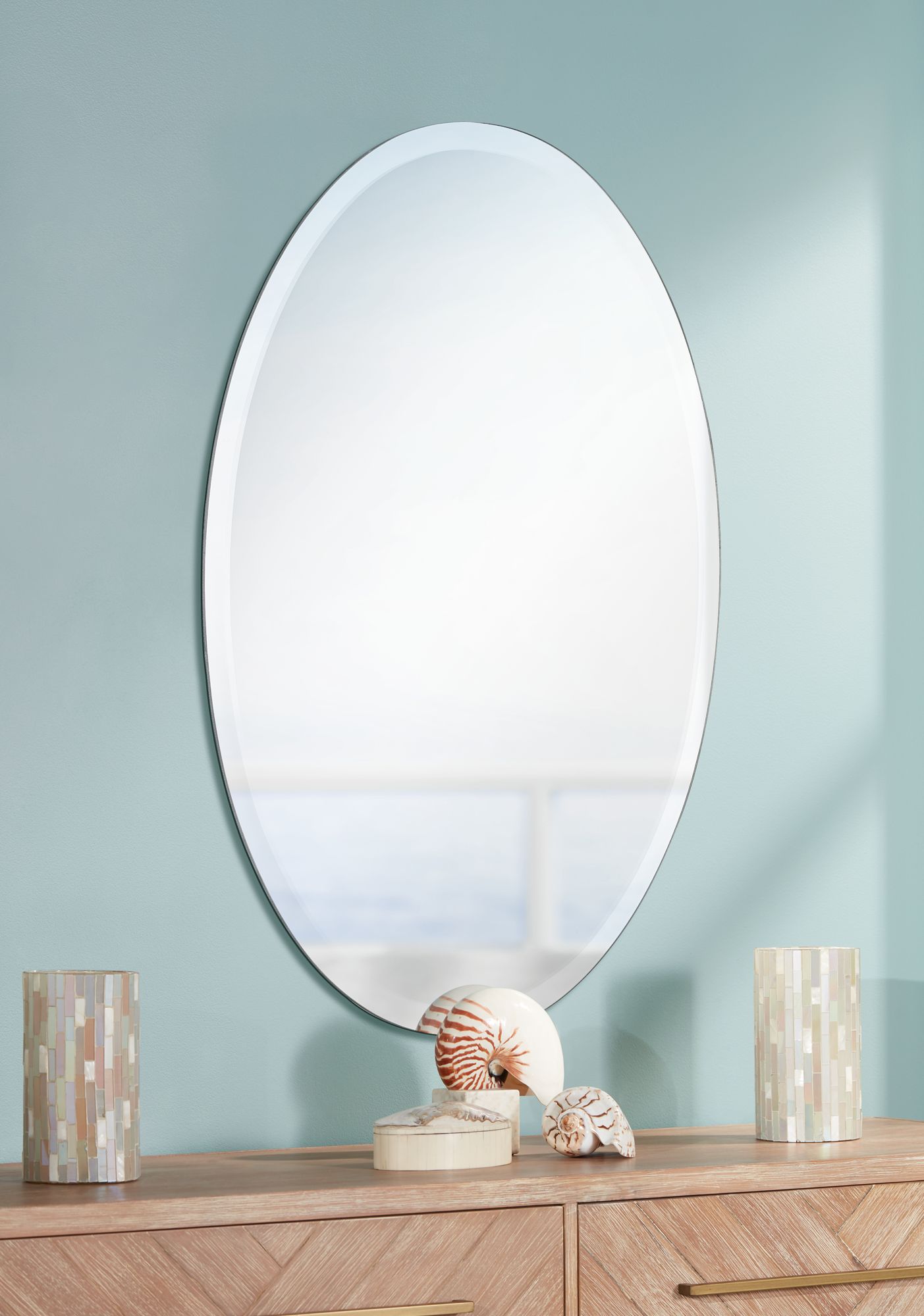 oval beveled mirror
