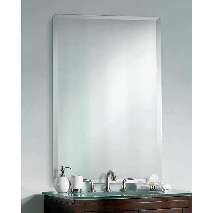 Vanity KOHROS Rectangle Beveled Polished Frameless Wall Mirror for Bathroom 20 W x 28 H Rectangle Bedroom