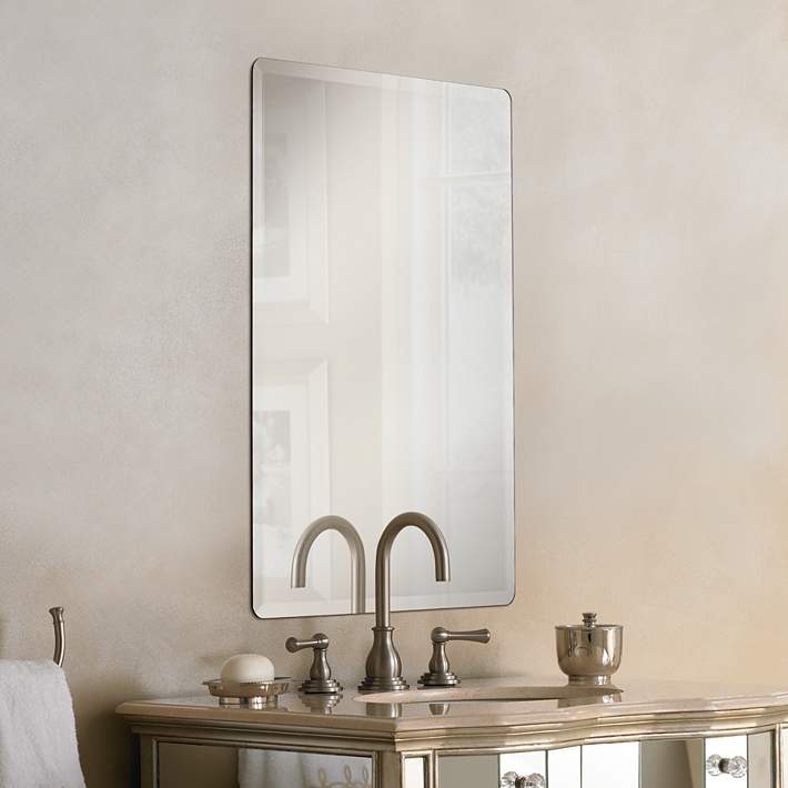 X 36 Frameless Beveled Wall Mirror, 48 X 36 Inch Wide Bathroom Mirror