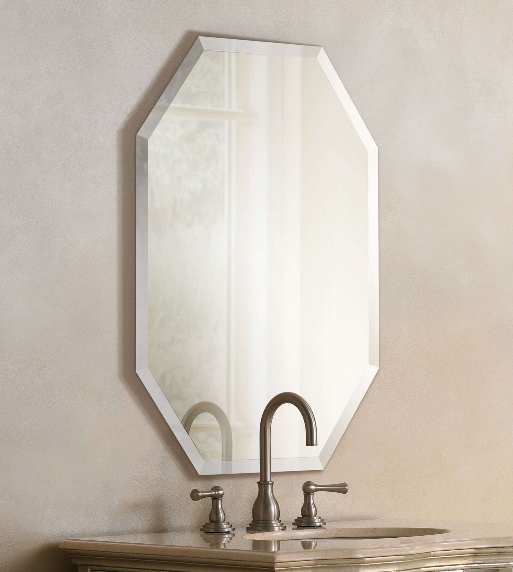 Octagonal Frameless 36" High Beveled Mirror P1437 Lamps Plus