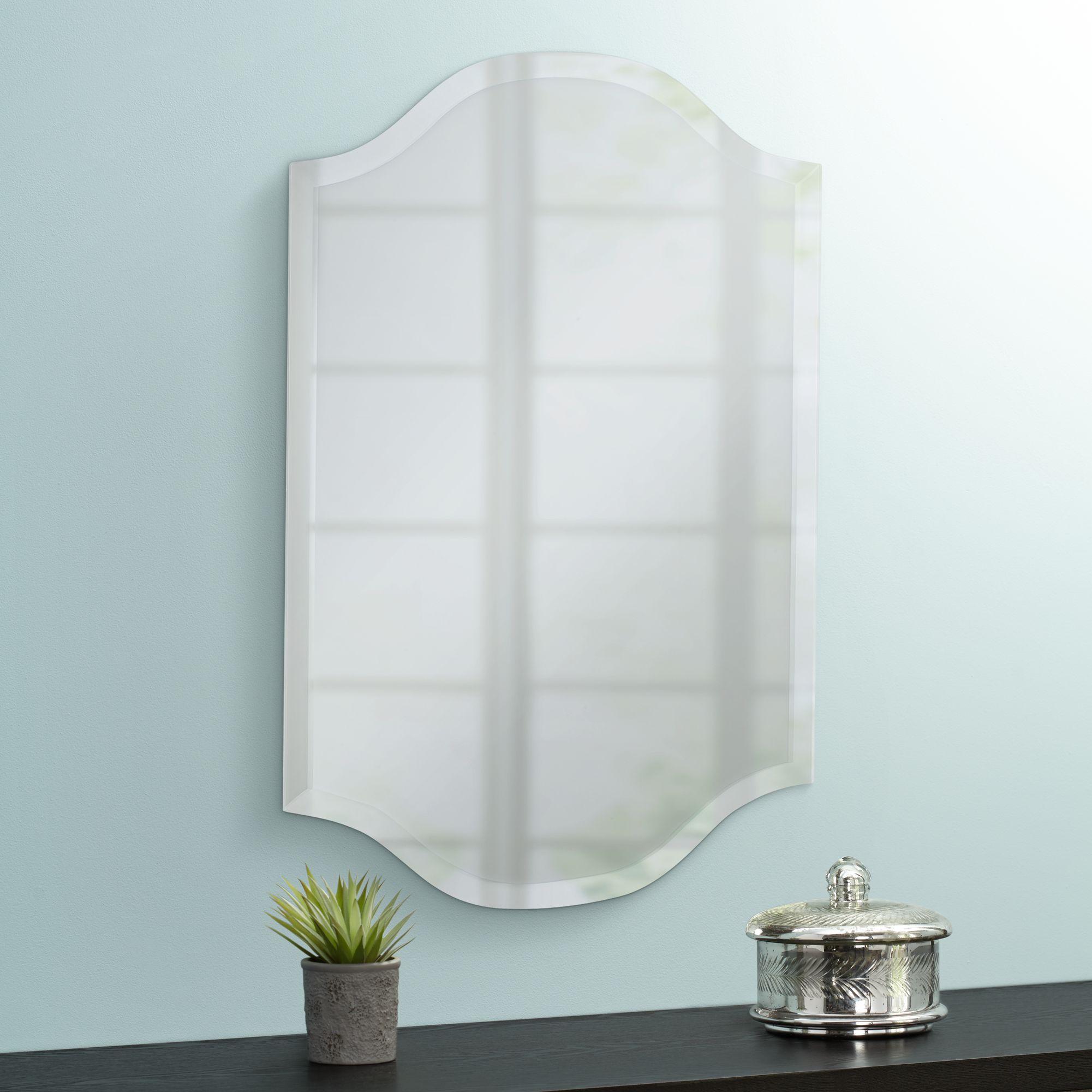 Double Crown Frameless 30" High Beveled Wall Mirror