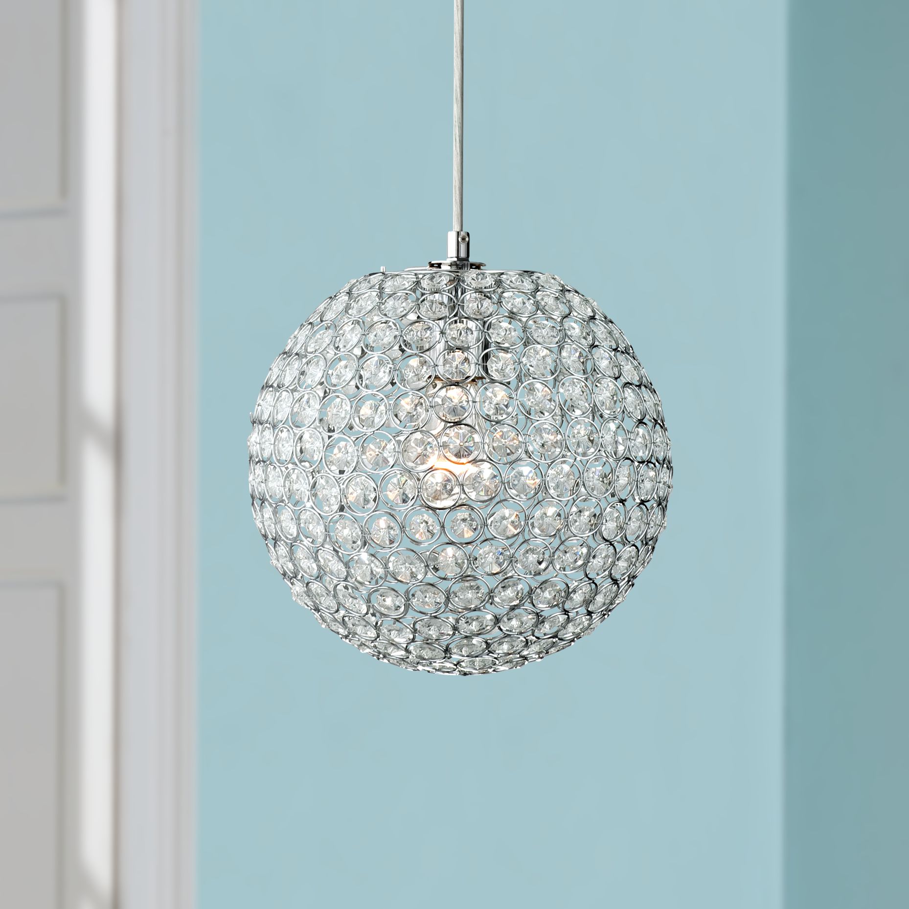 Crystal Beaded 10" Wide Globe Mini Pendant