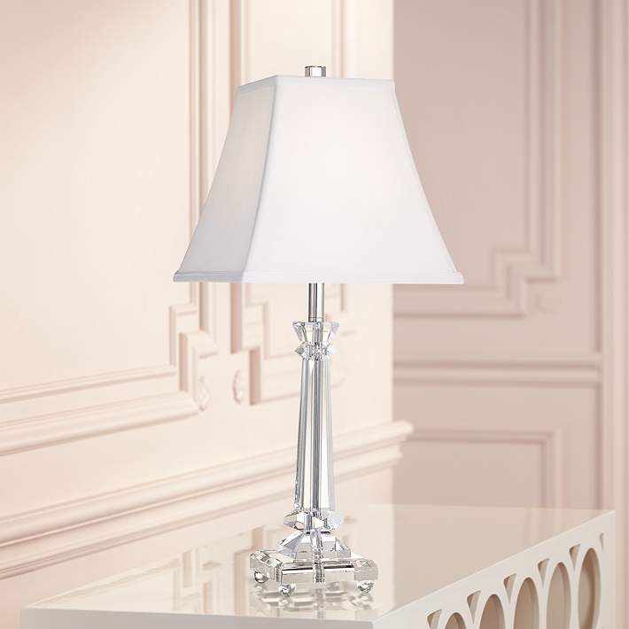 Tapered Crystal Column Lamp By Vienna, Aline Modern Crystal Table Lamp By Vienna Full Spectrum Chandelier