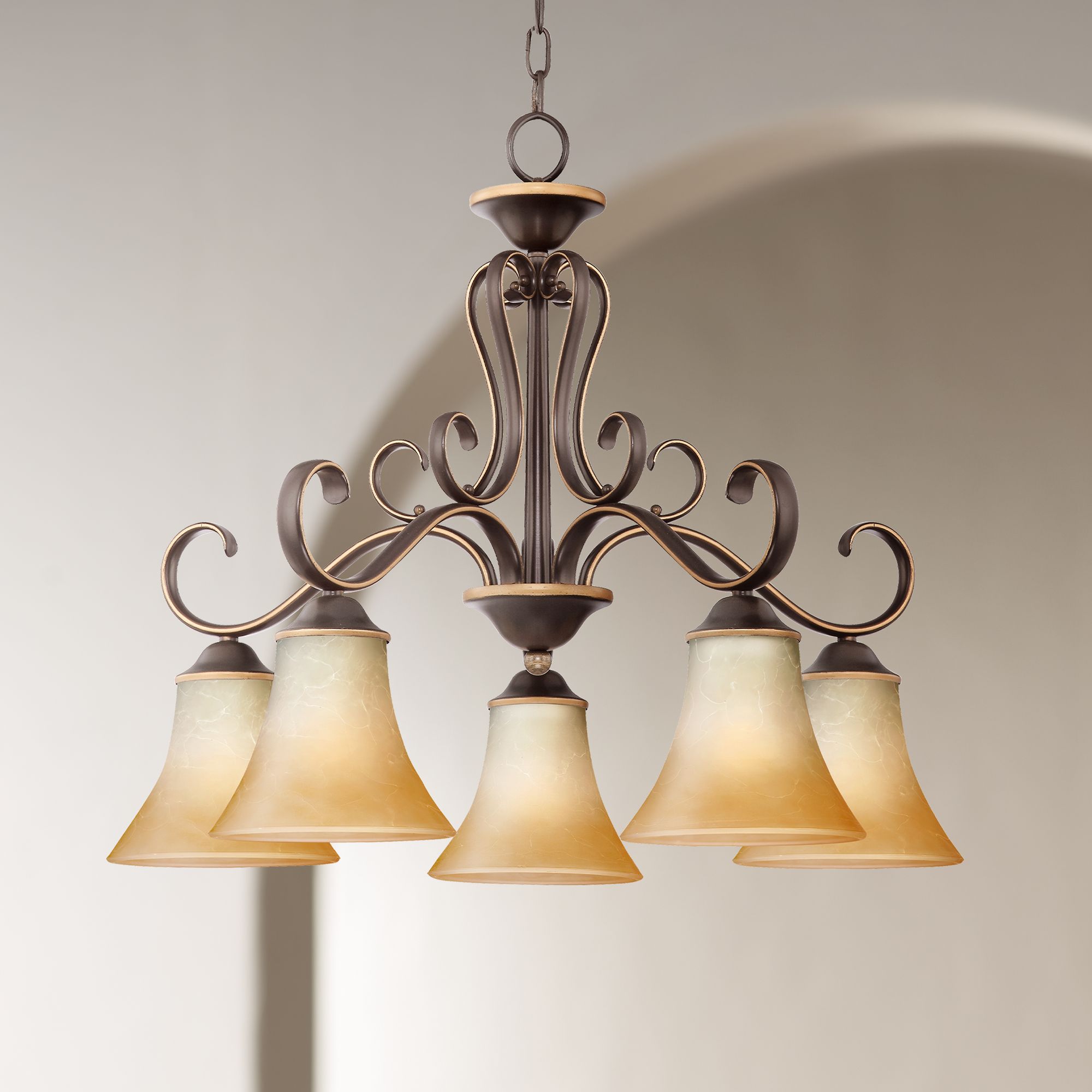Duchess Palladian Bronze Dinette Five Light Chandelier