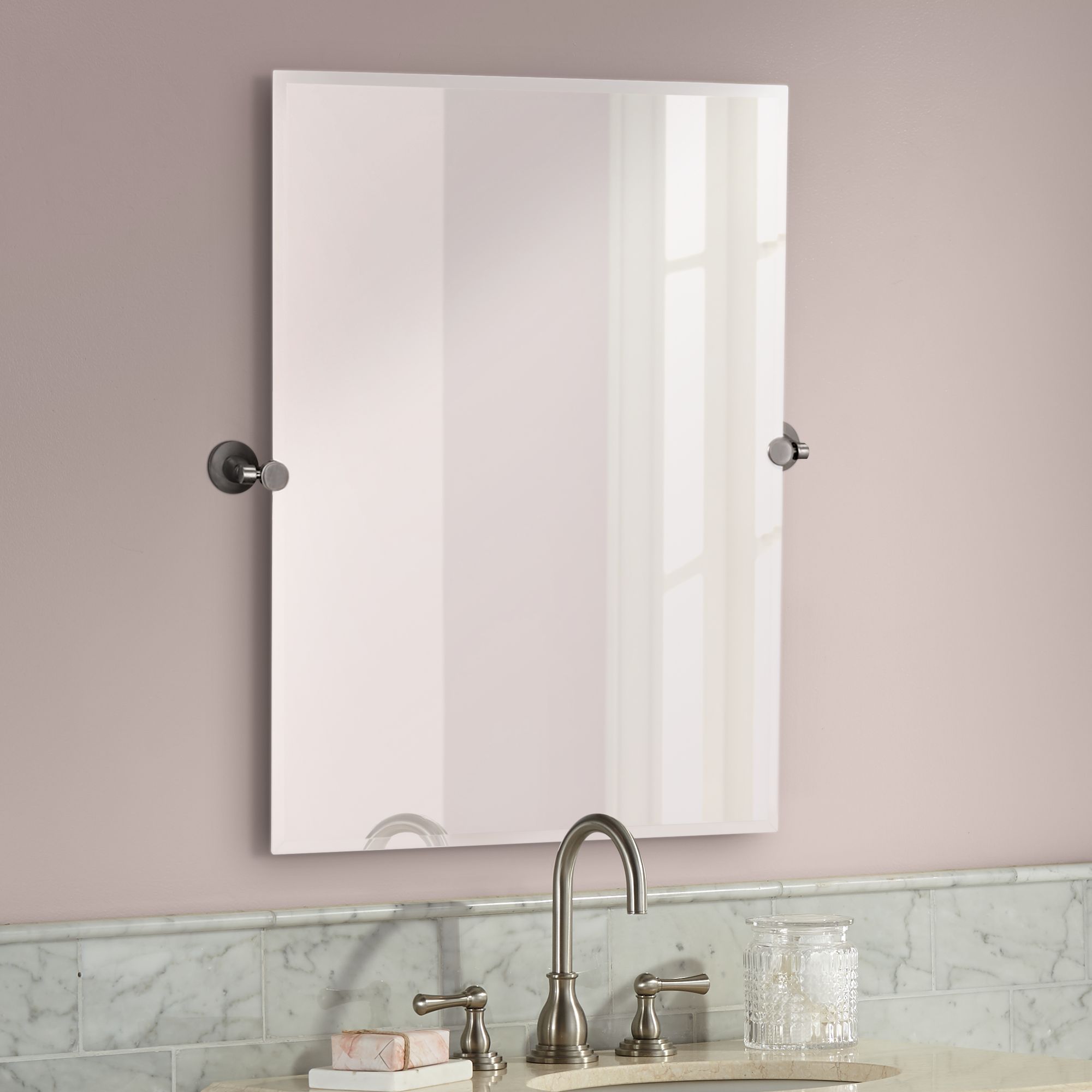 Gatco Max Satin Nickel 27 3/4" x 31 1/2" Tilting Wall Mirror