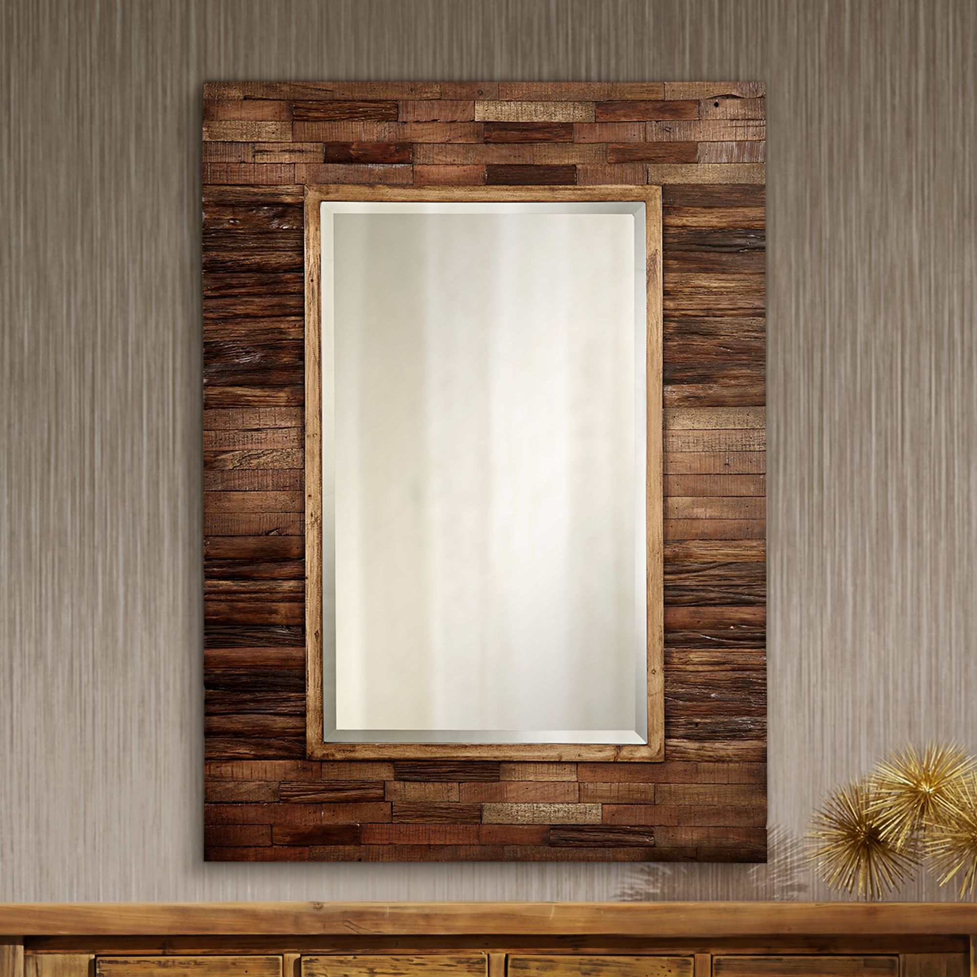 Cooper Classics Rustic Getaway Wood 30" x 42" Wall Mirror