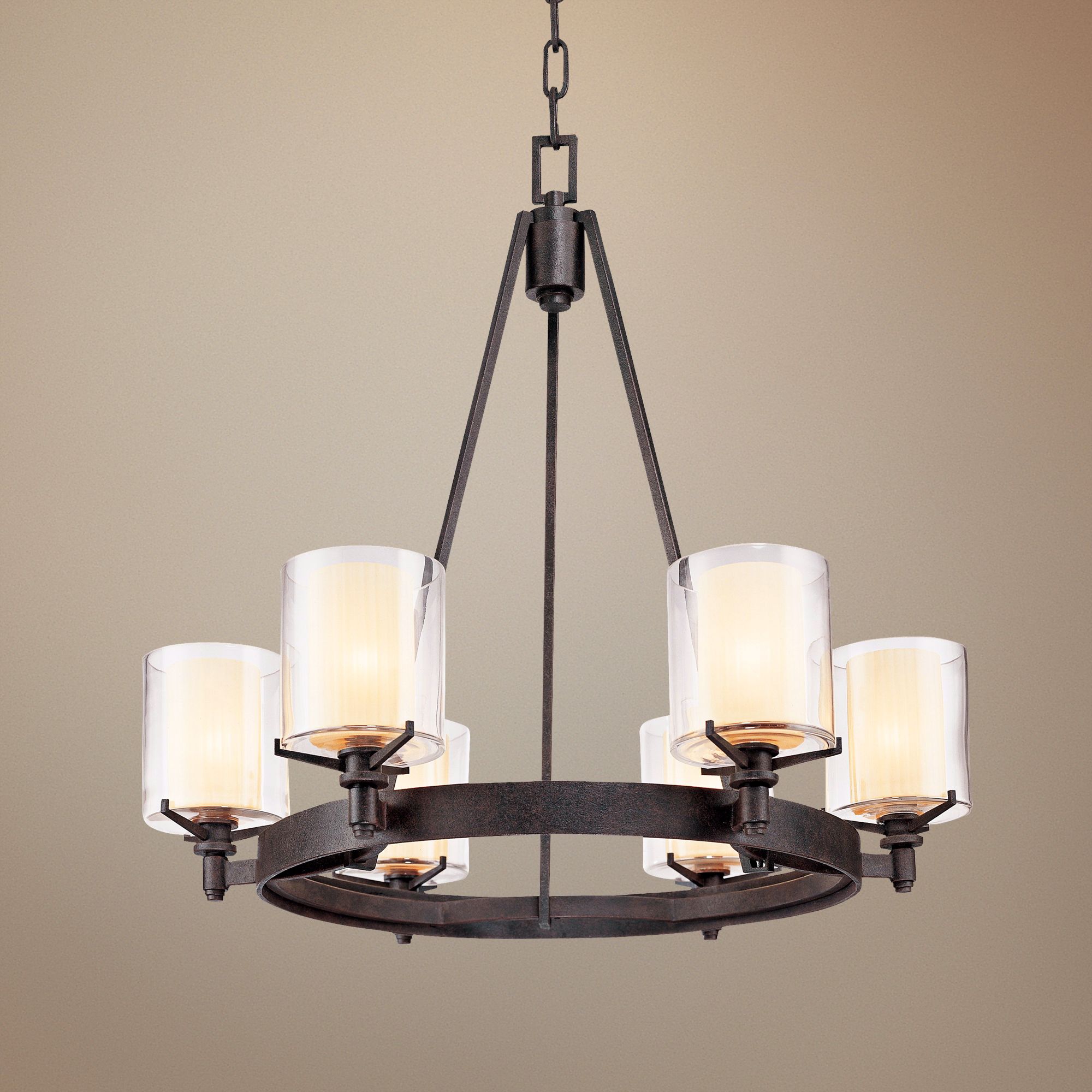 Arcadia 27" Wide French Iron Pendant Chadelier