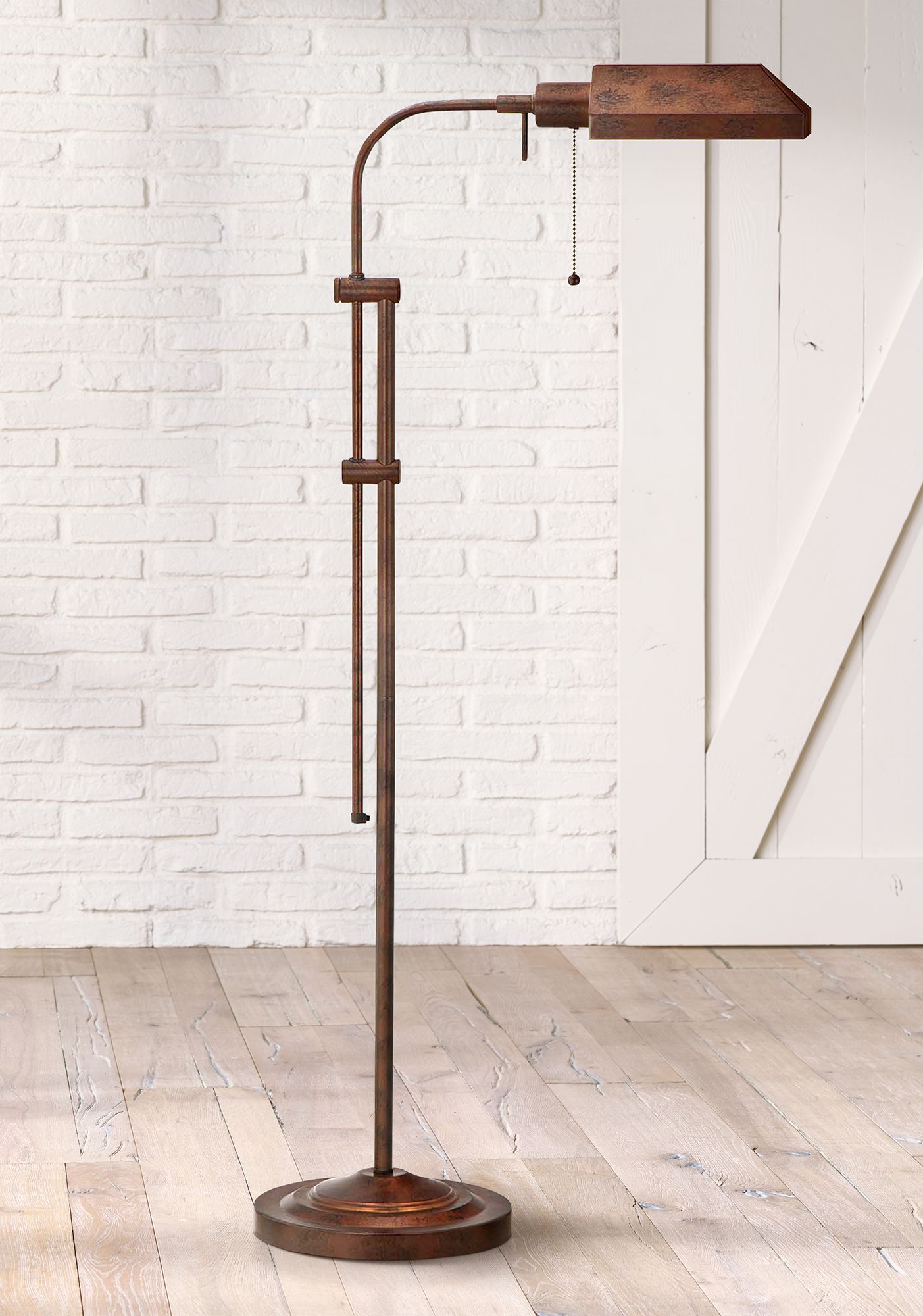 Pharmacy Rust Metal Adjustable Pole Floor Lamp