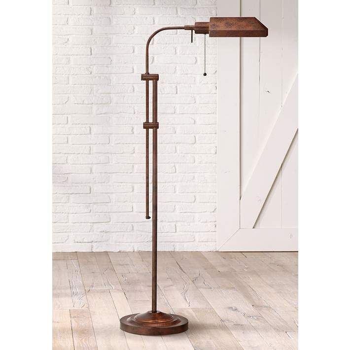 Pharmacy Rust Metal Adjustable Pole, Adjustable Pole Pharmacy Table Lamp