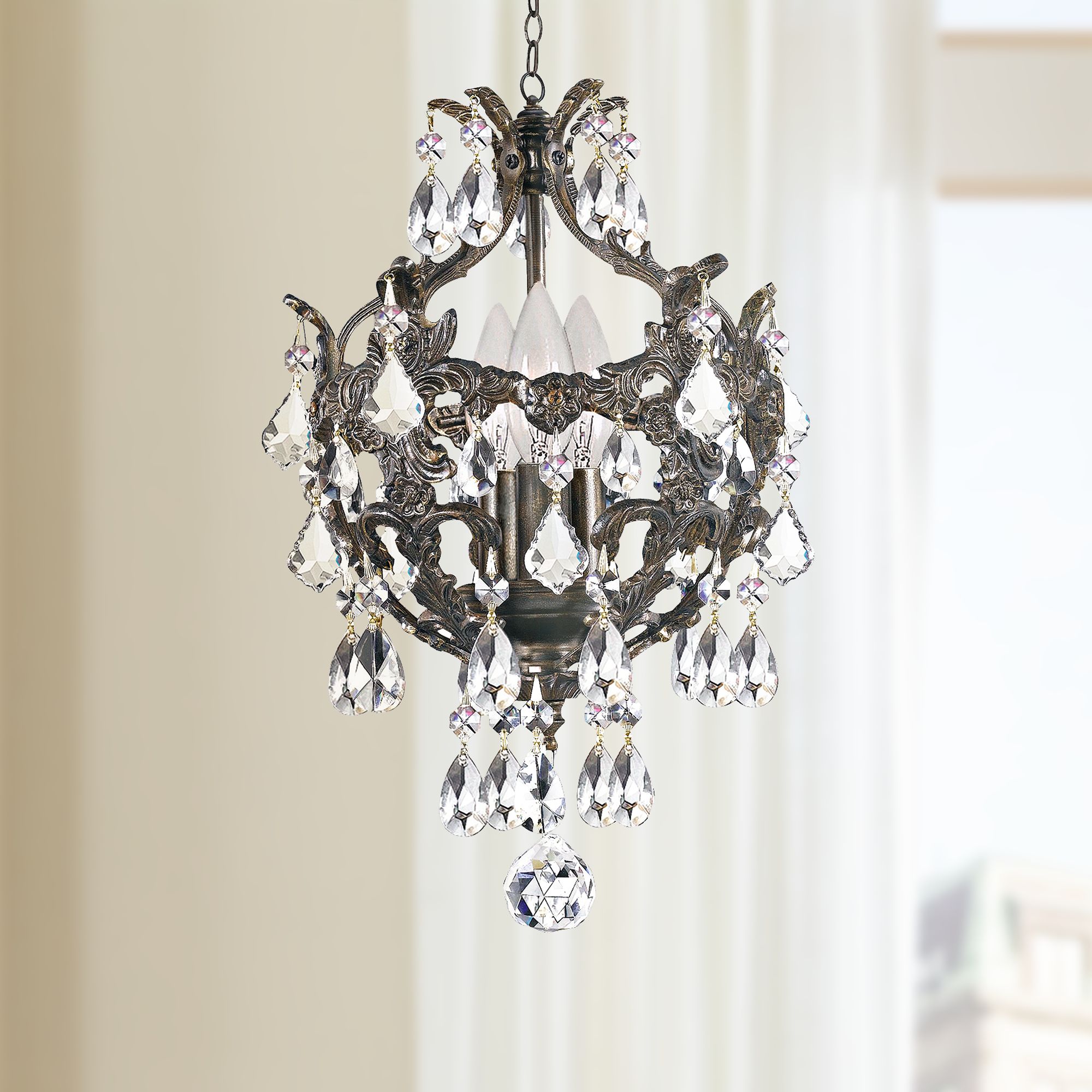 Crystorama Legacy Collection Bronze 10" Wide Mini Chandelier