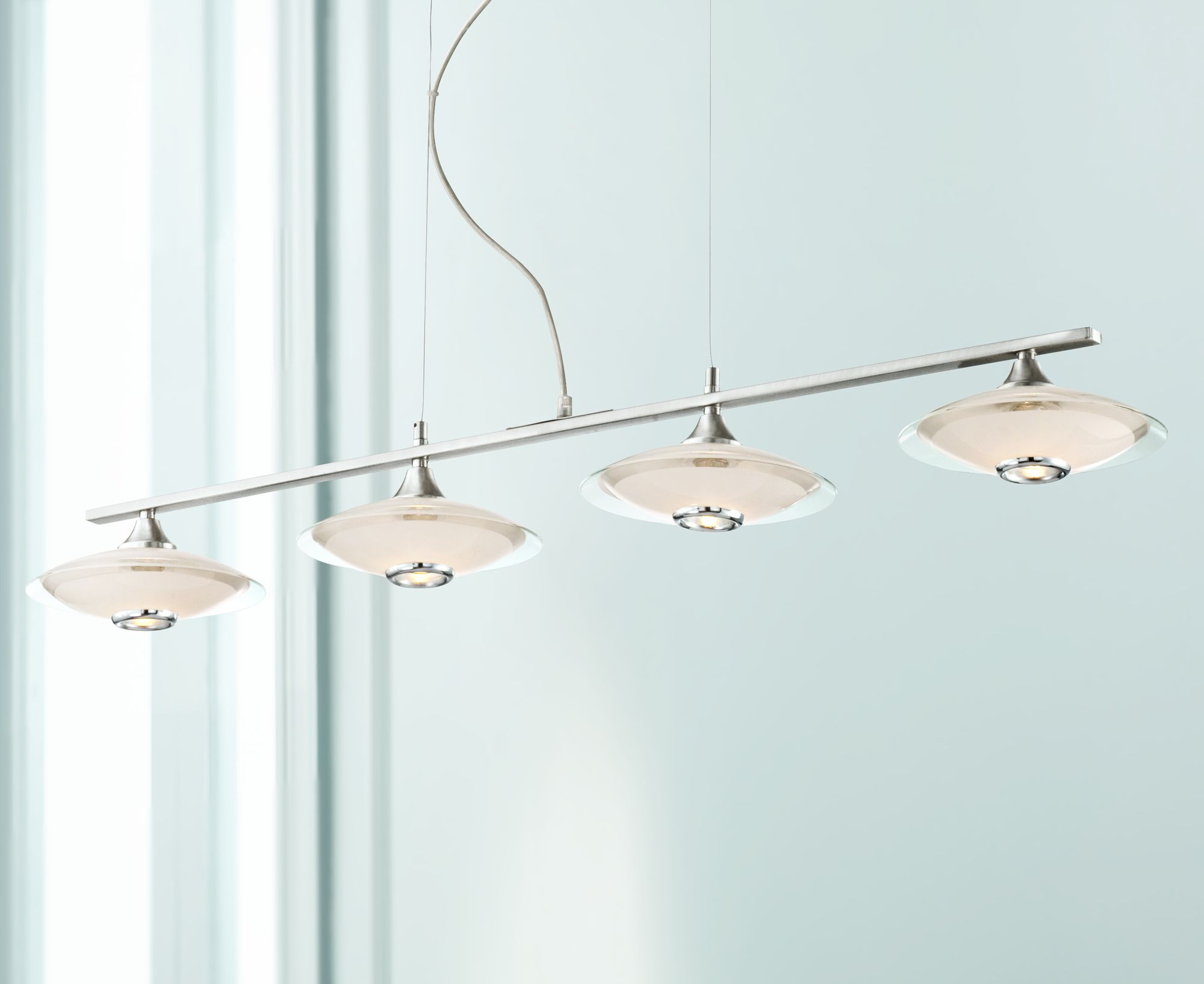 Saucers 41" Wide Brushed Nickel Island Pendant Chandelier