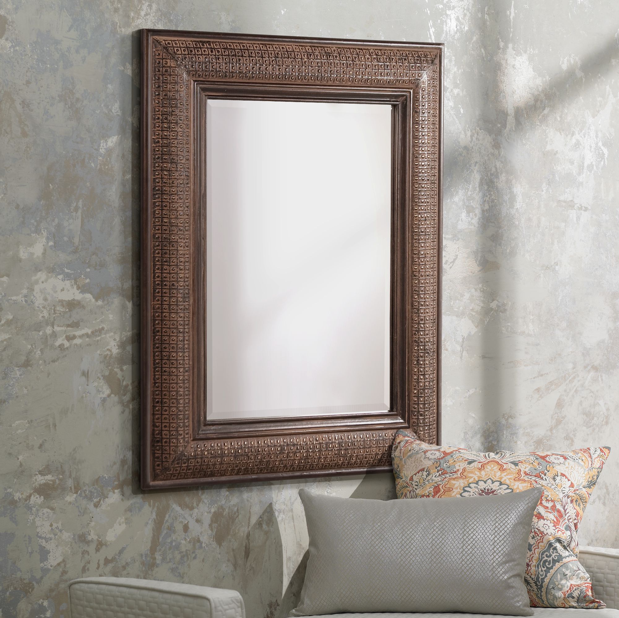 Grant Textured Copper 31" x 39" Wall Mirror