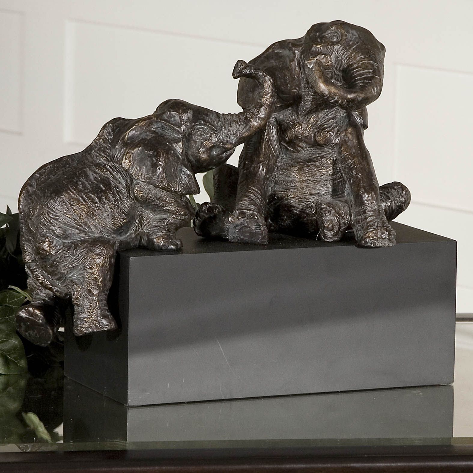 Uttermost 16" Playful Pachyderms Elephants Accent Sculpture