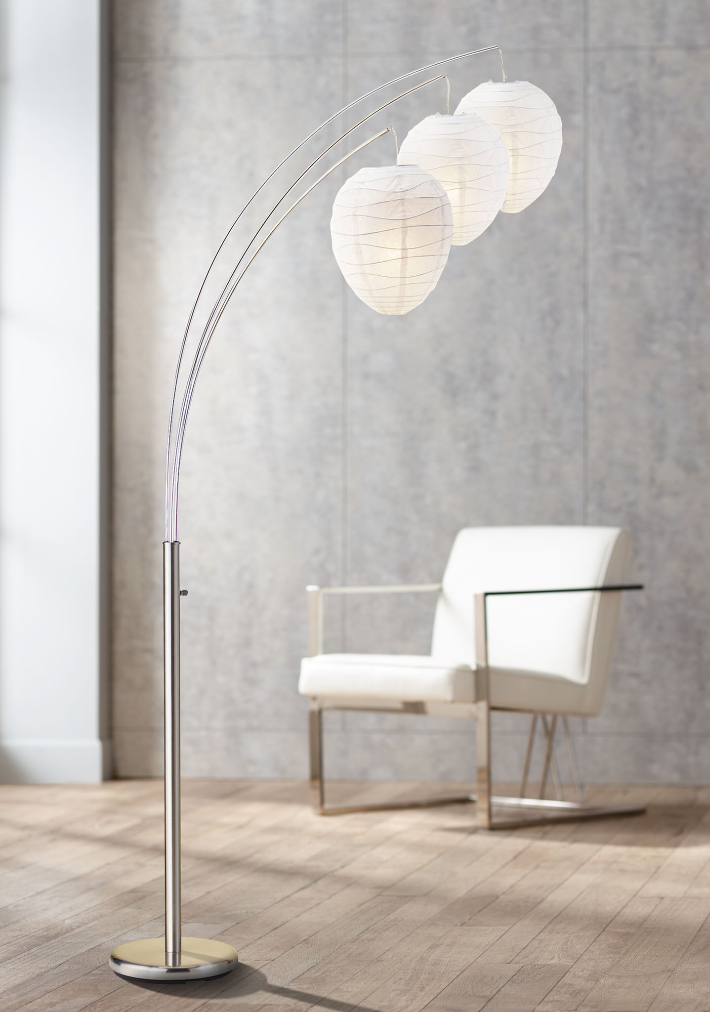 Arabella 3-Light Satin Steel Floor Lamp