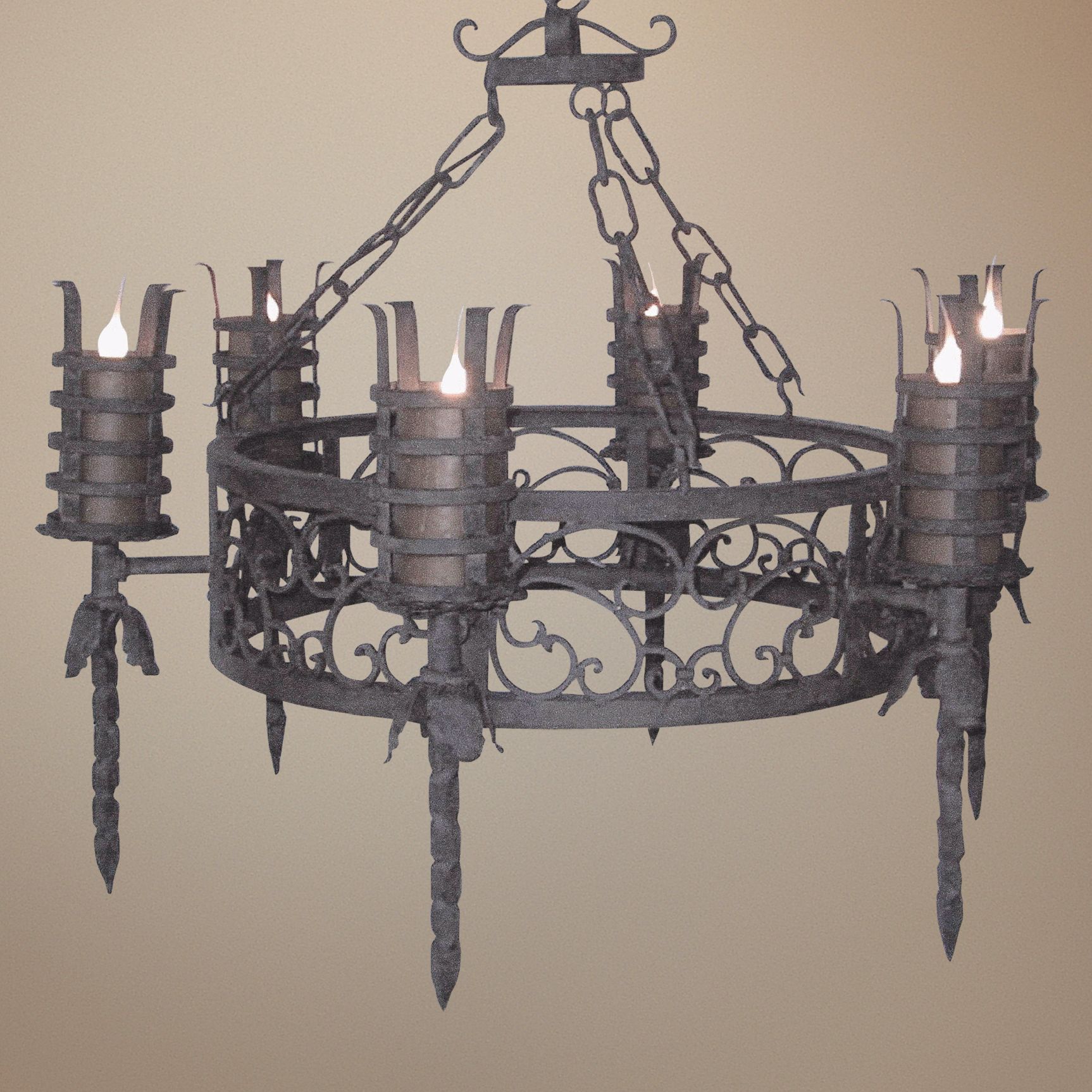 Laura Lee Lancelot 6-Light 40" Wide Iron Torch Chandelier