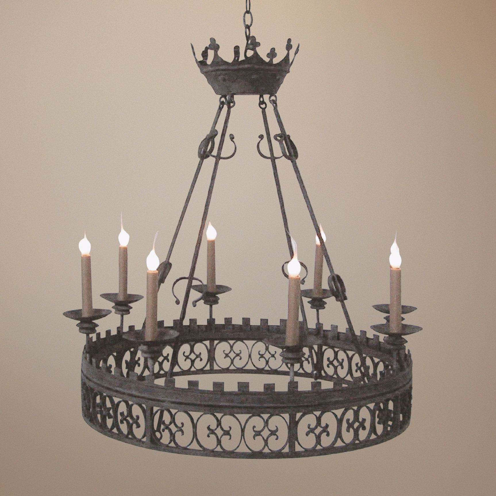 Laura Lee King Arthur 8-Light 37" Wide Iron Chandelier