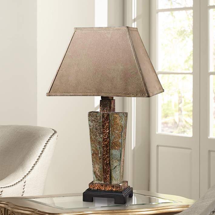 Copper Indoor Outdoor Table Lamp, Slate Table Lamp