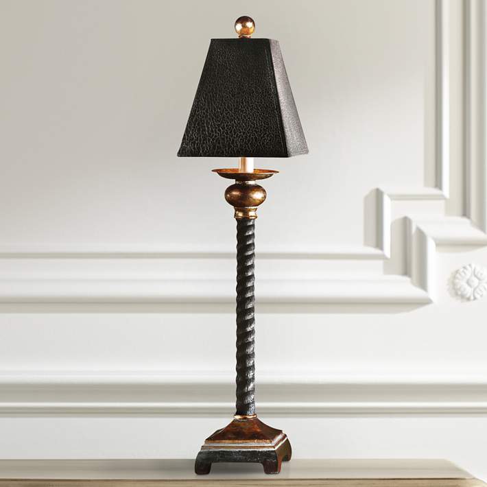 Elegant TWISTED BLACK Buffet Lamp Rope Antique Bronze Classic Table Accent 
