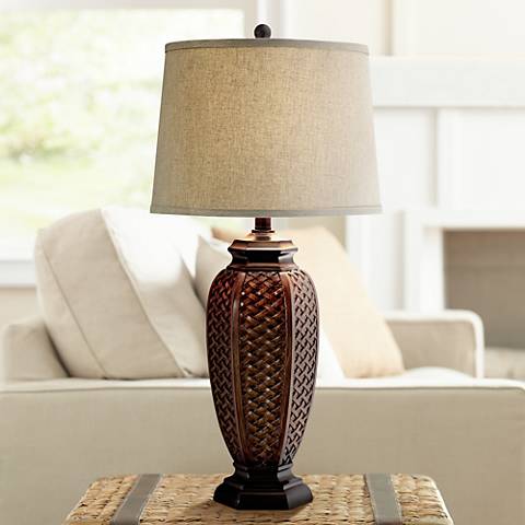 Faux Wicker Jar Table Lamp - #R7480 | Lamps Plus